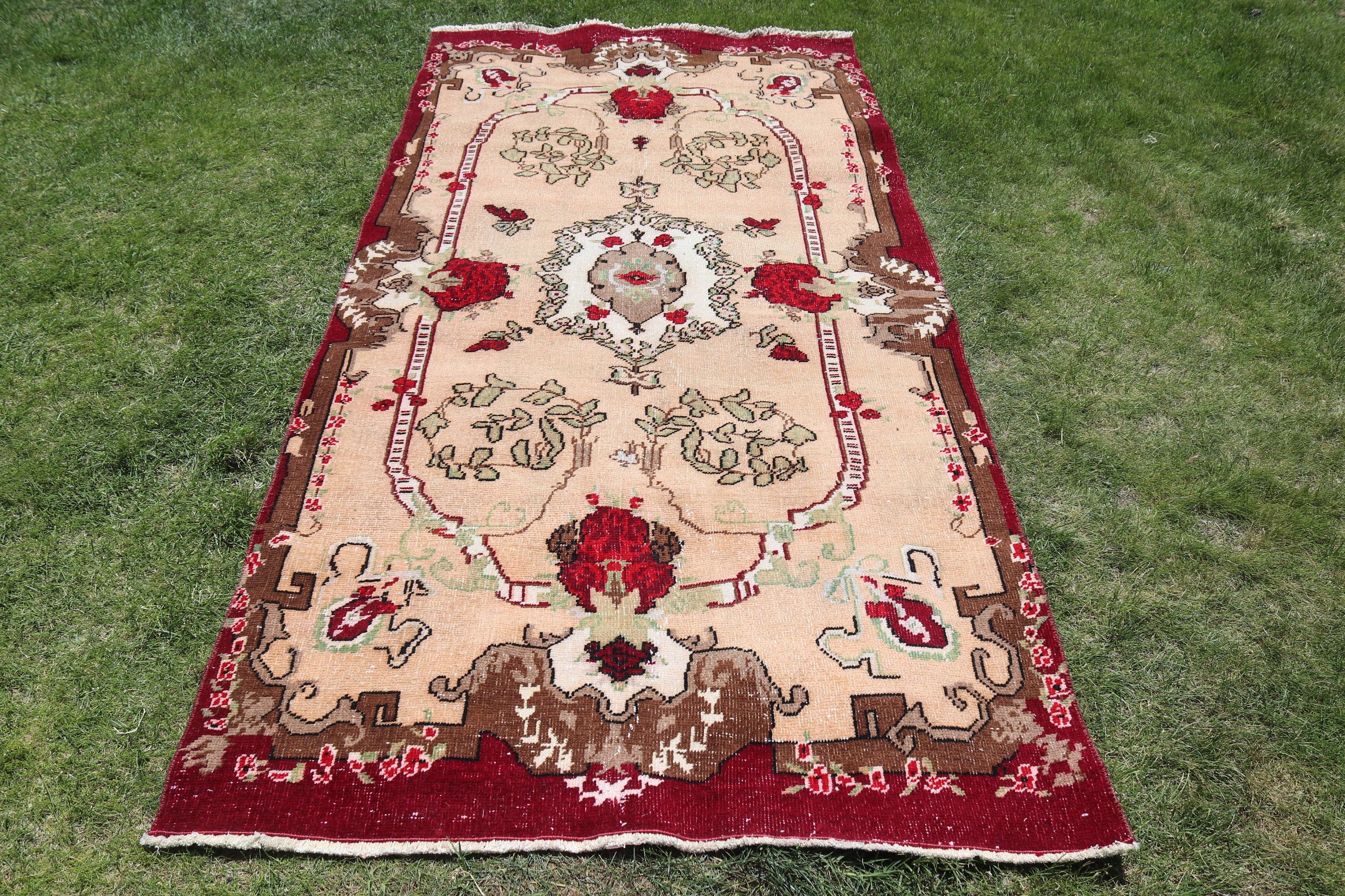 Vintage Halı, 3,9x8 ft Alan Halıları, Geometrik Halı, Yatak Odası Halısı, Türk Halıları, Nötr Halılar, Pembe Yer Halıları, Mutfak Halısı, İç Mekan Halıları