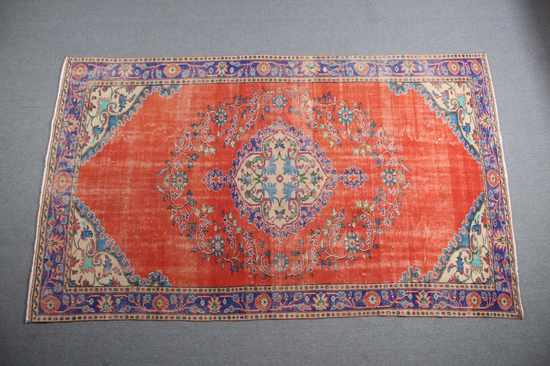 Turkish Rug, Bedroom Rug, 6.5x10.9 ft Oversize Rug, Red Kitchen Rugs, Salon Rug, Vintage Rug, Saloon Rug, Rugs for Salon