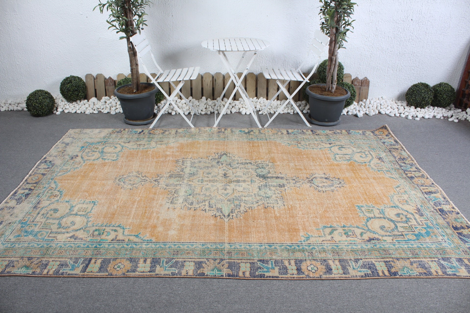 Anatolian Rug, Turkish Rug, Bedroom Rugs, Salon Rugs, Cool Rug, Vintage Rug, Neutral Turkish Rug, 6x9.4 ft Large Rug, Orange Oriental Rugs