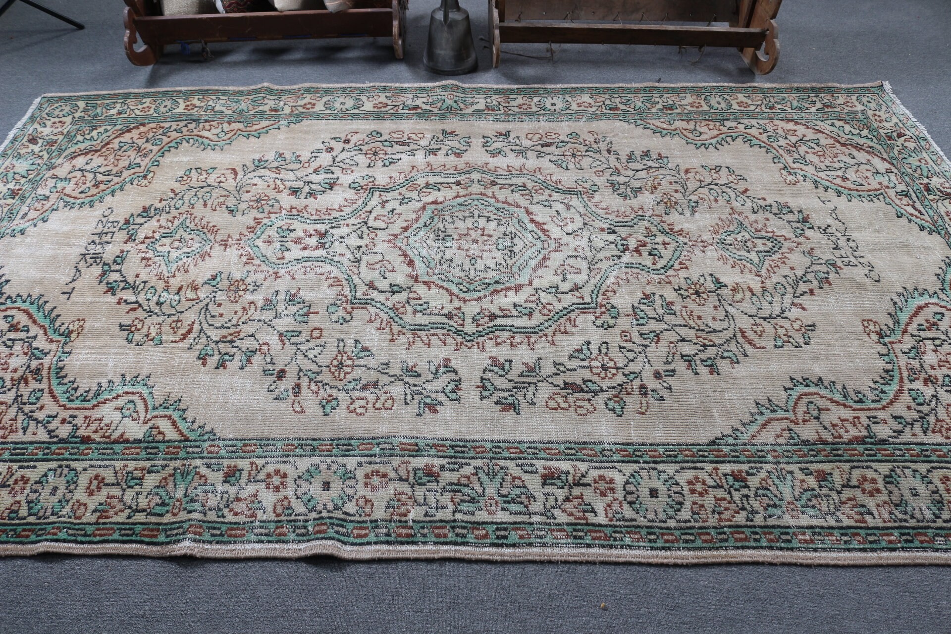 5.9x9.9 ft Büyük Halı, Yer Halısı, Kahverengi Antika Halı, Vintage Halı, Türk Halısı, Soyut Halılar, Ev Dekor Halısı, Yatak Odası Halıları, Salon Halısı