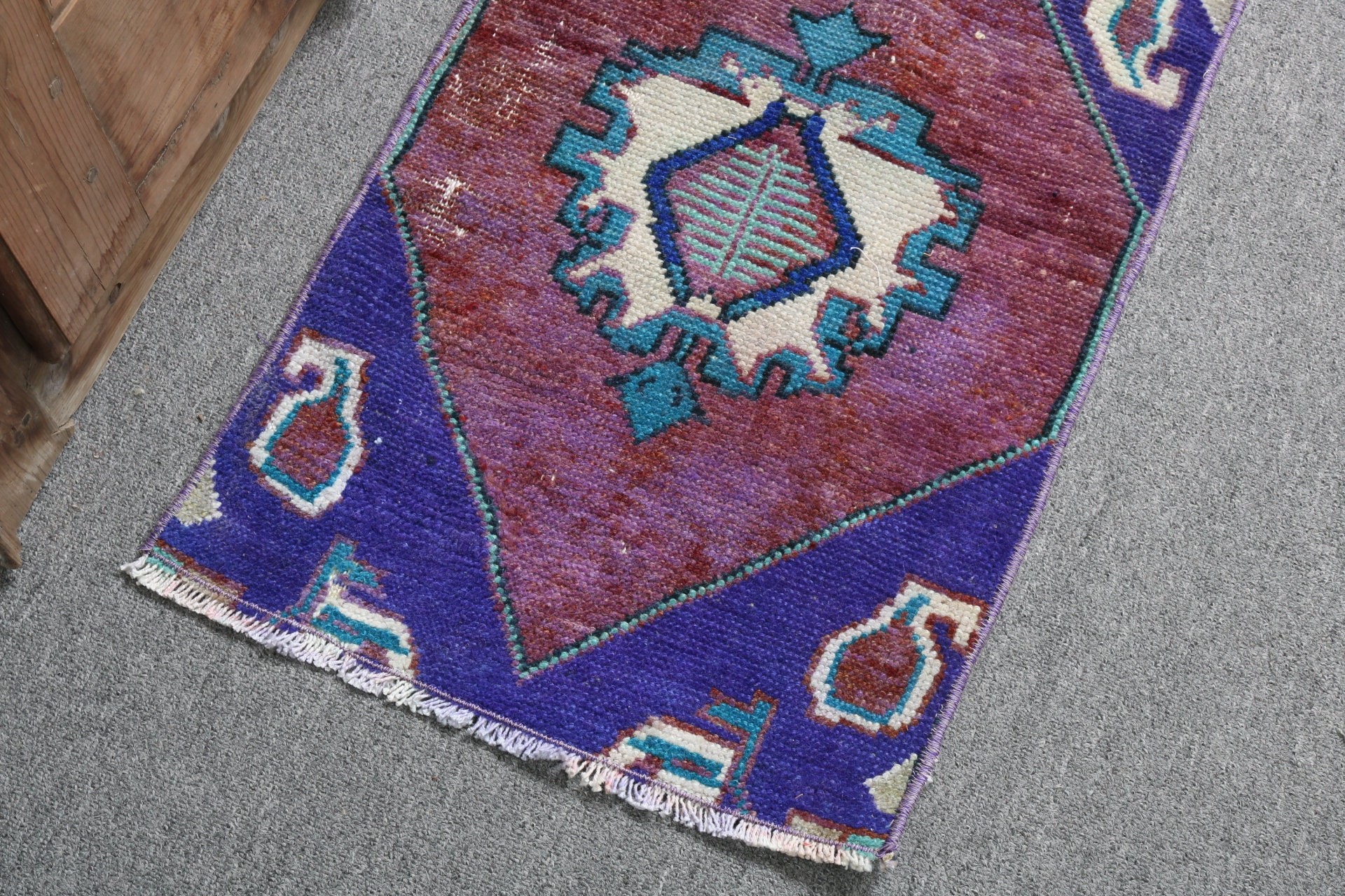 Estetik Halı, Vintage Halılar, Mor Modern Halı, El Dokuma Halılar, Giriş Halıları, 1.4x2.3 ft Küçük Halılar, Türk Halısı, Oushak Halı, Küçük Alan Halıları