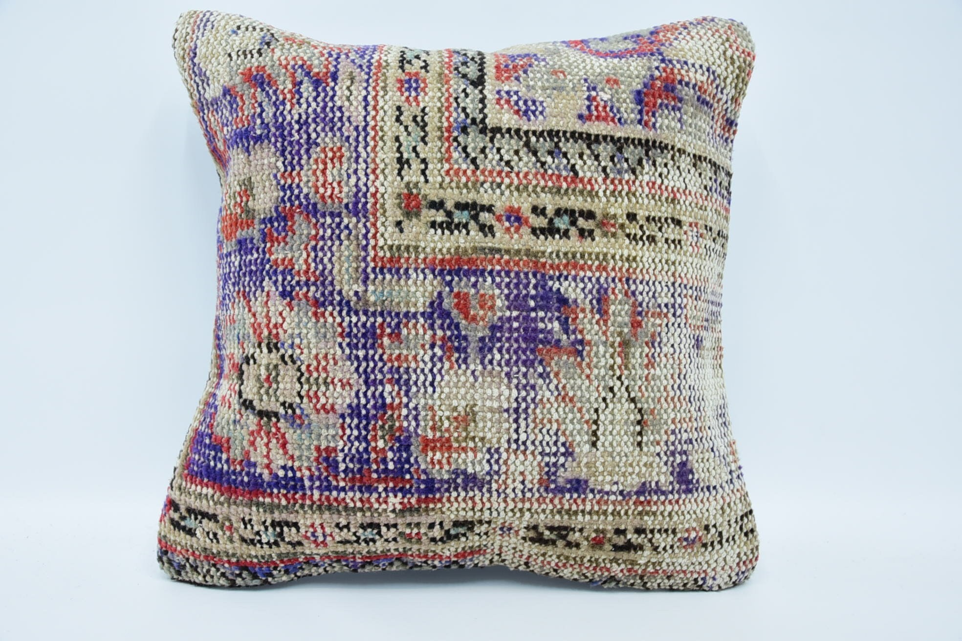 18"x18" Blue Cushion Case, Turkish Pillow, Vintage Pillow, Throw Kilim Pillow, Retro Pillow Sham, Vintage Kilim Pillow Pillow