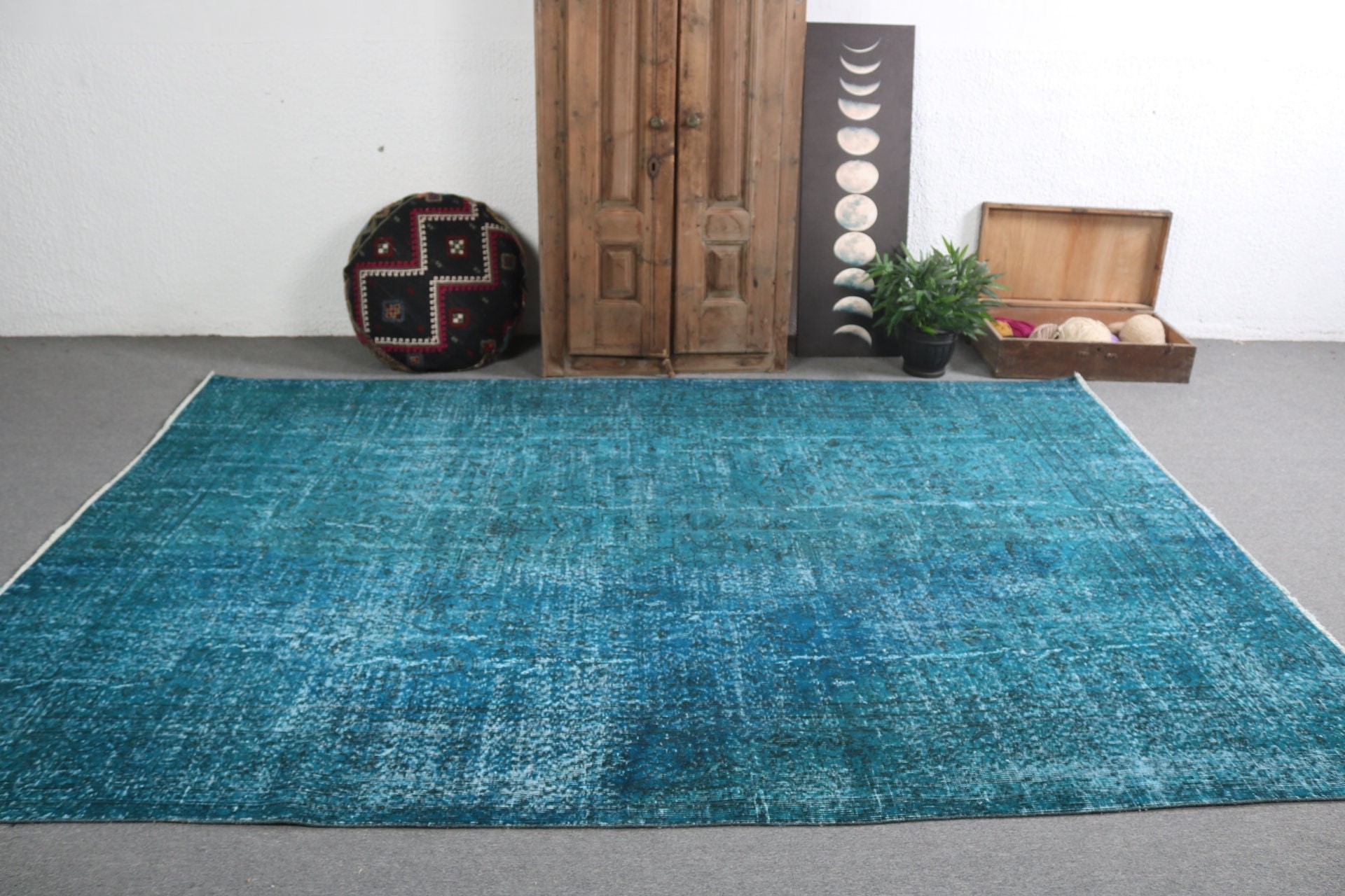 Luxury Rugs, 7x10.1 ft Oversize Rugs, Saloon Rug, Green Modern Rug, Rugs for Saloon, Geometric Rug, Vintage Rug, Turkish Rugs, Salon Rugs