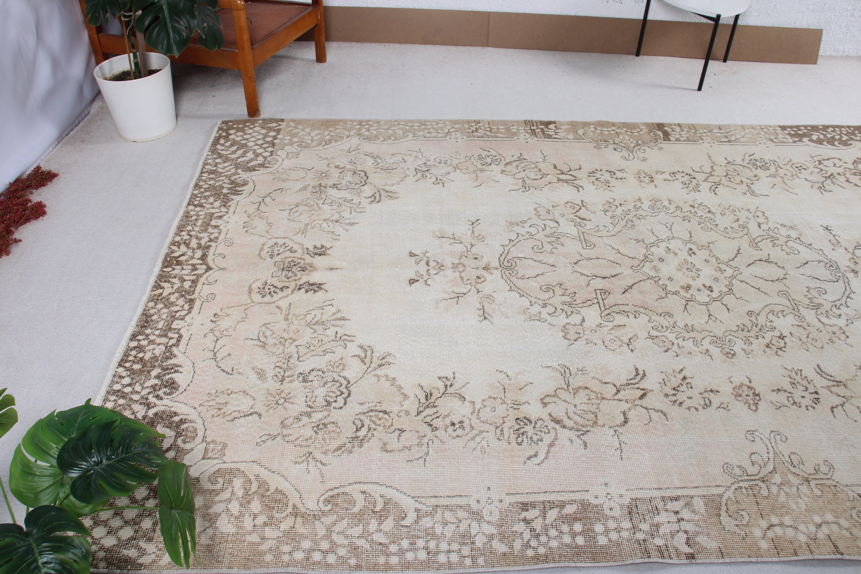 Türk Halısı, Bej Yün Halılar, Vintage Halılar, Ev Dekorasyonu Halısı, Geometrik Halı, Büyük Boho Halısı, Modern Halı, Yatak Odası Halıları, 6.6x10.2 ft Büyük Halılar