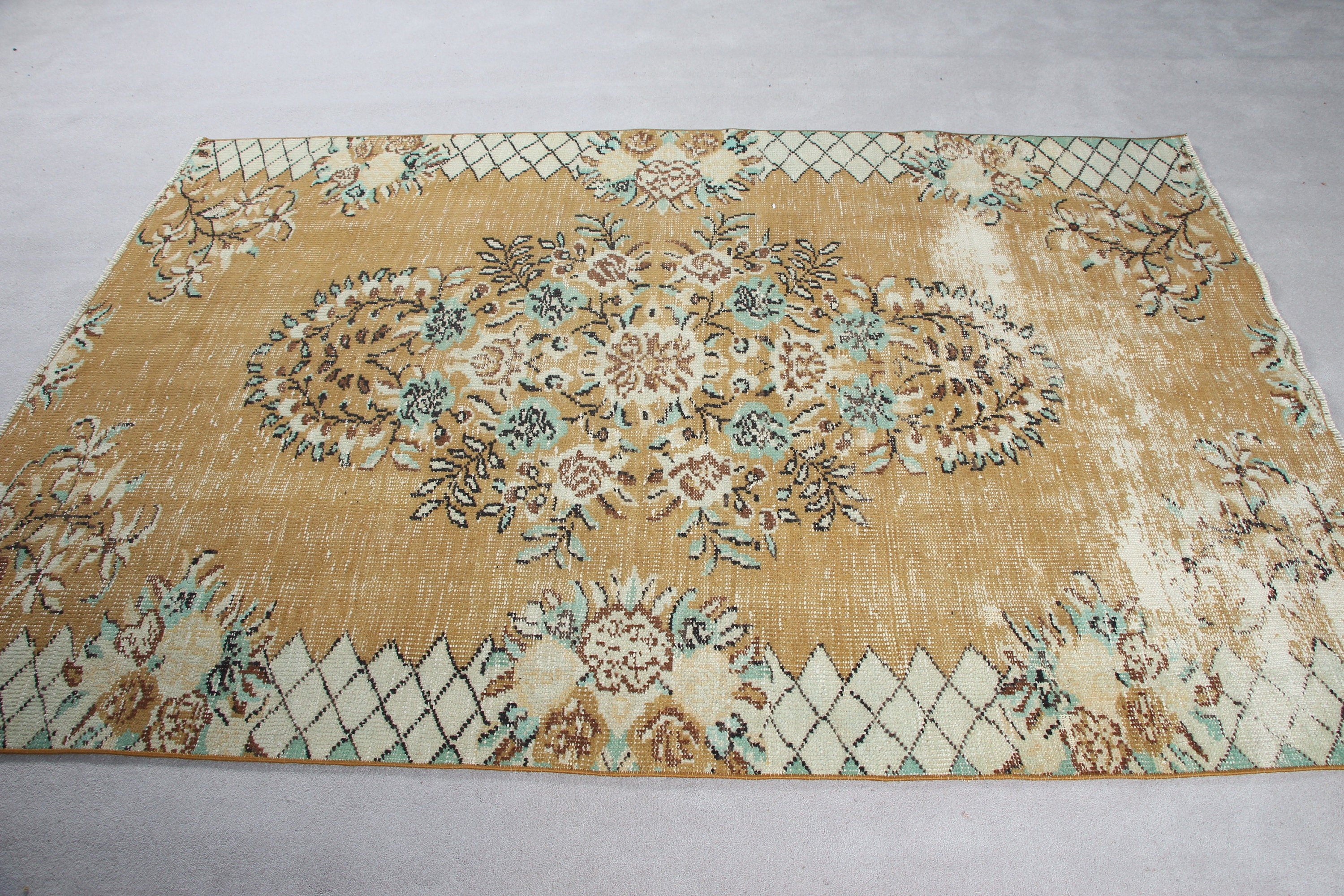 Brown Bedroom Rugs, Kitchen Rug, Floor Rugs, 4.7x7.1 ft Area Rugs, Nomadic Rug, Vintage Rug, Rugs for Bedroom, Oushak Rugs, Turkish Rugs