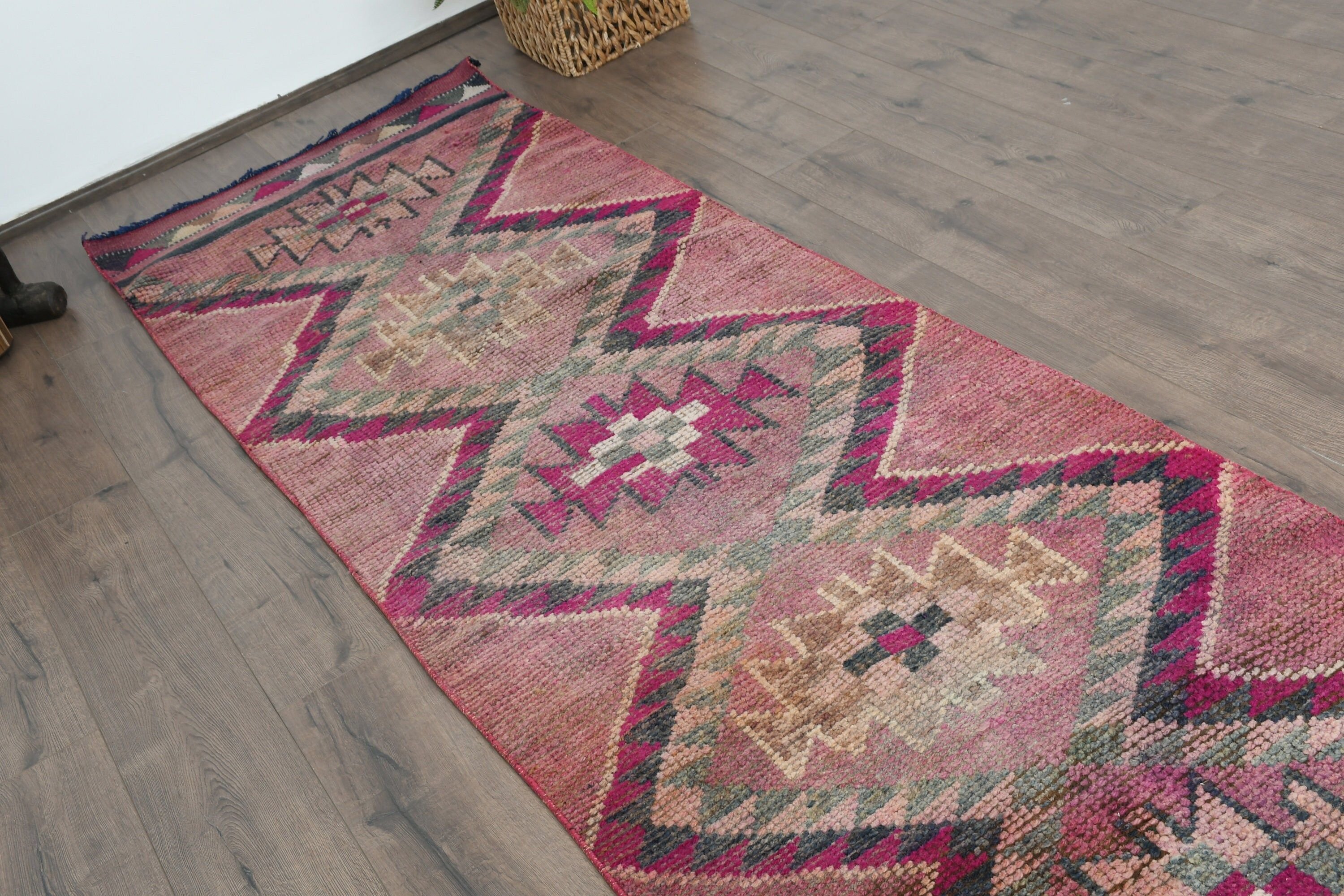 Pink Antique Rug, Corridor Rugs, Rugs for Runner, 2.9x10.5 ft Runner Rug, Antique Rug, Turkish Rug, Cool Rugs, Vintage Rug, Hallway Rug