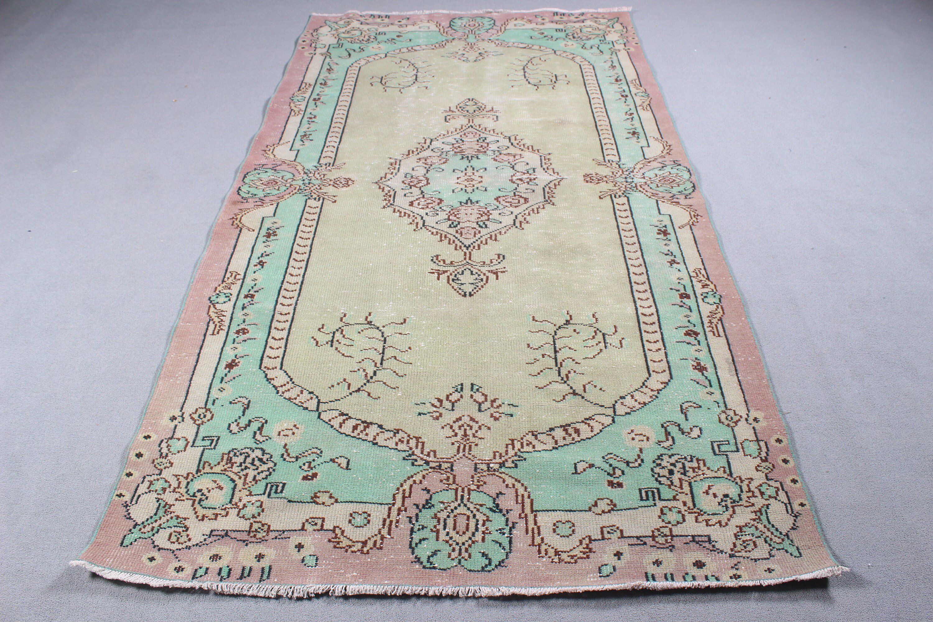 Salon Halısı, 4,7x8,8 ft Büyük Halılar, Yatak Odası Halıları, Geleneksel Halı, Yeşil Boho Halı, Nötr Halılar, Türk Halısı, Fas Halısı, Vintage Halılar