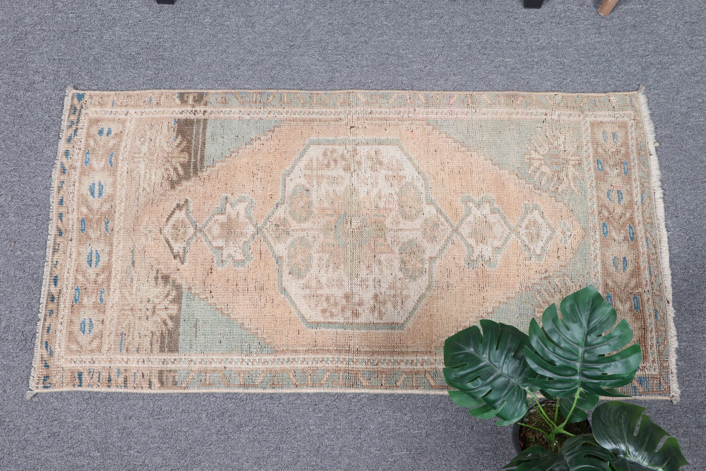 Turuncu Yün Halı, 1.7x3.4 ft Küçük Halı, Araba Paspas Halıları, Çocuk Halıları, Vintage Halılar, Yer Halısı, Araba Paspas Halıları, Türk Halısı, Yün Halı