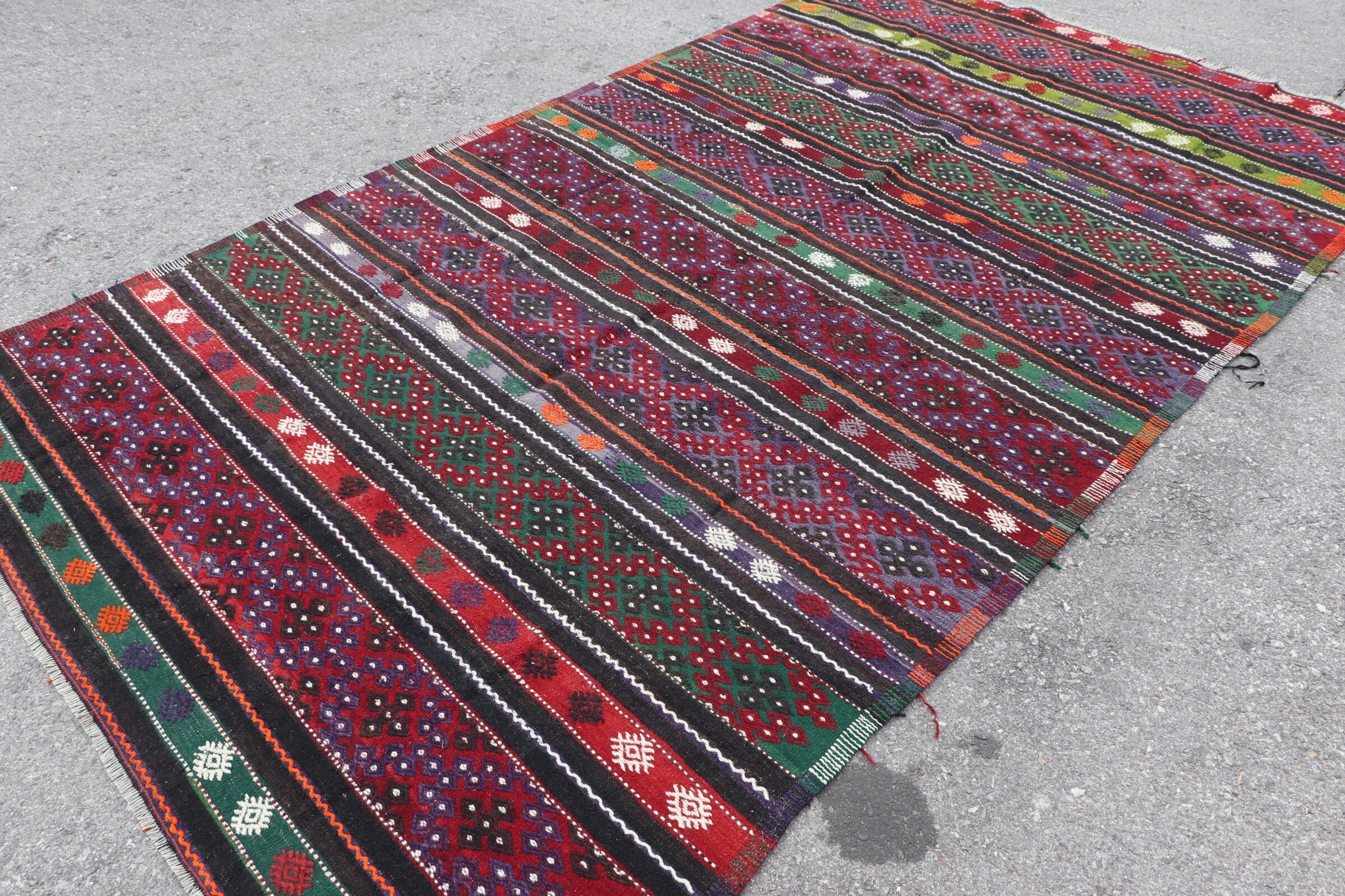 Decorative Rugs, Anatolian Rug, Living Room Rug, Vintage Rug, Floor Rug, Turkish Rug, 6x10.5 ft Large Rug, Kilim, Red Wool Rug, Salon Rugs