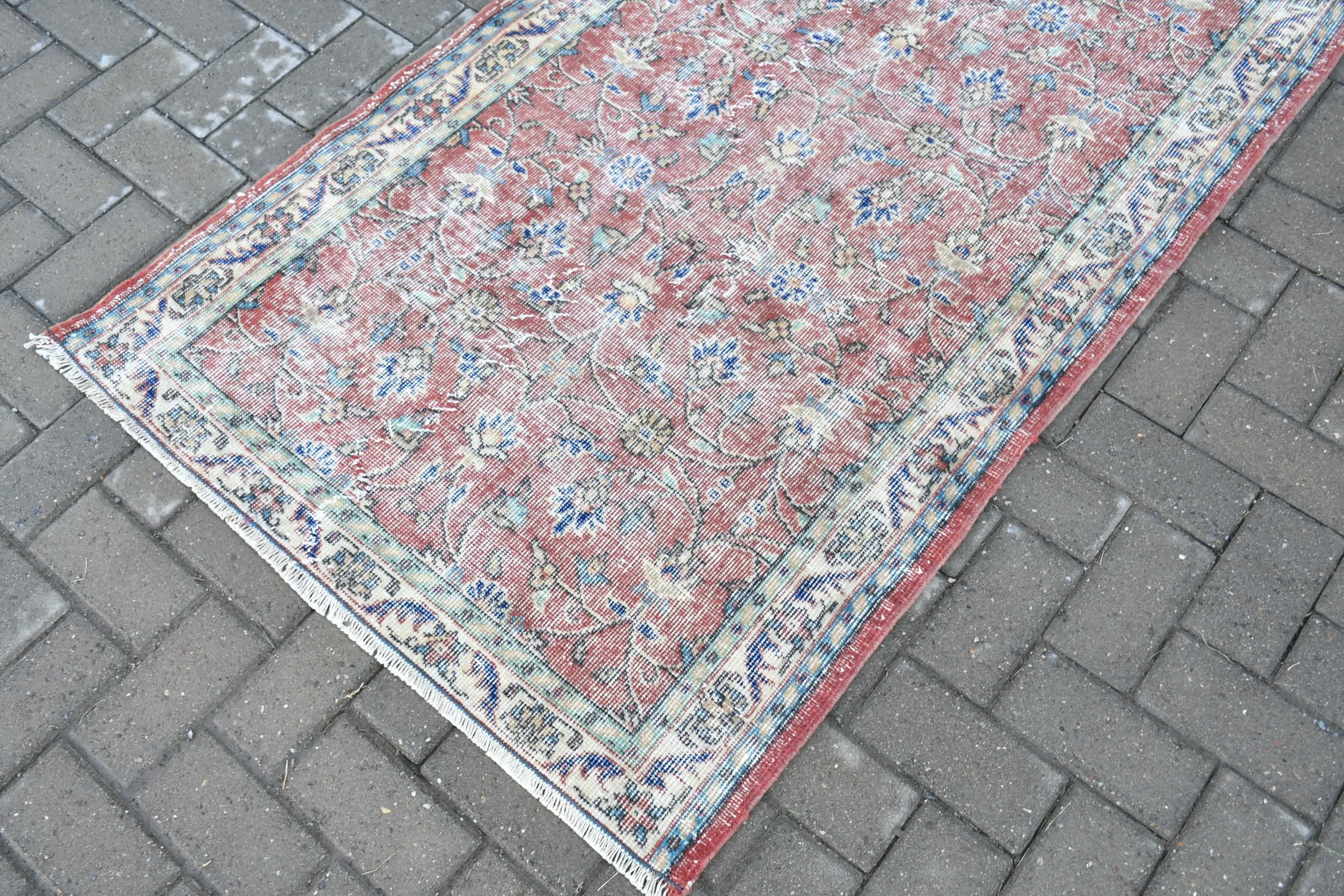 Mutfak Halıları, Mutfak Halısı, Kırmızı Oushak Halısı, Yatak Odası Halısı, Vintage Halılar, Türk Halısı, Sevimli Halı, 3,2x6,3 ft Accent Halılar