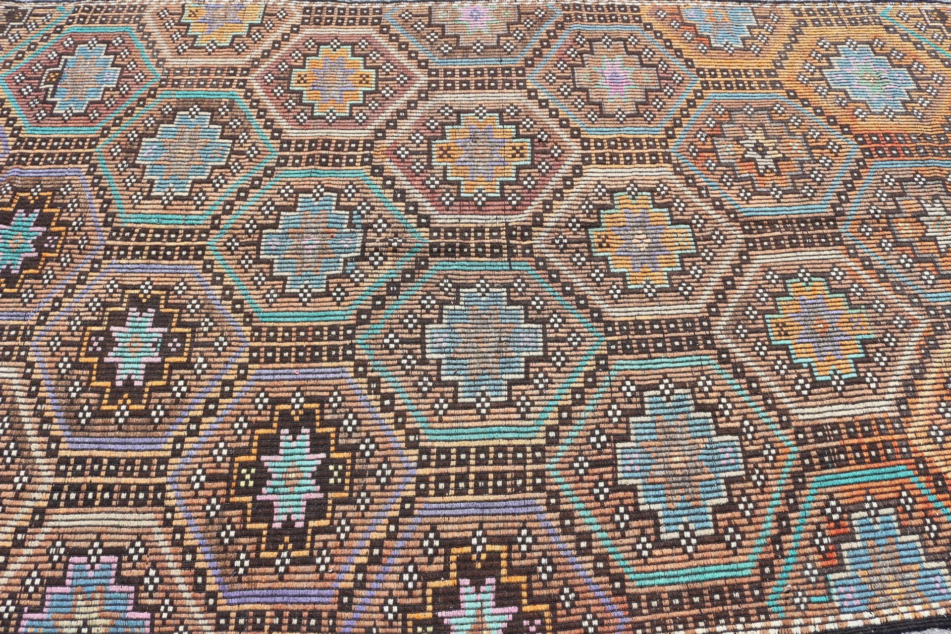 Türk Halıları, Kilim, 5.2x10.4 ft Büyük Halı, Salon Halıları, Oturma Odası Halıları, Kahverengi Antika Halılar, Vintage Halılar, Fas Halısı, Ev Dekorasyonu Halıları