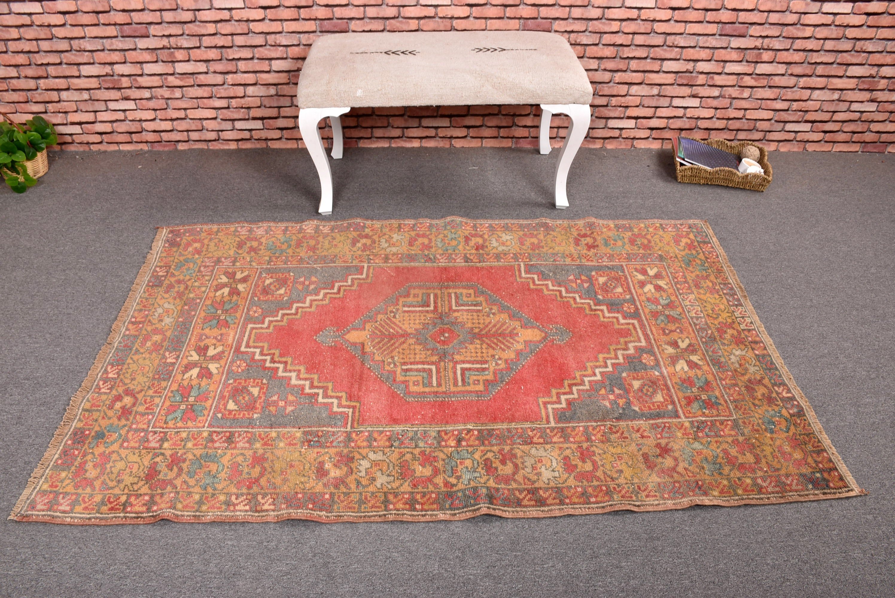 Estetik Halılar, 3.7x5.9 ft Aksan Halıları, Türk Halısı, Vintage Halı, Lüks Halı, Sarı Düz ​​Dokuma Halı, Yer Halıları, Dekoratif Halı, Çocuk Halısı