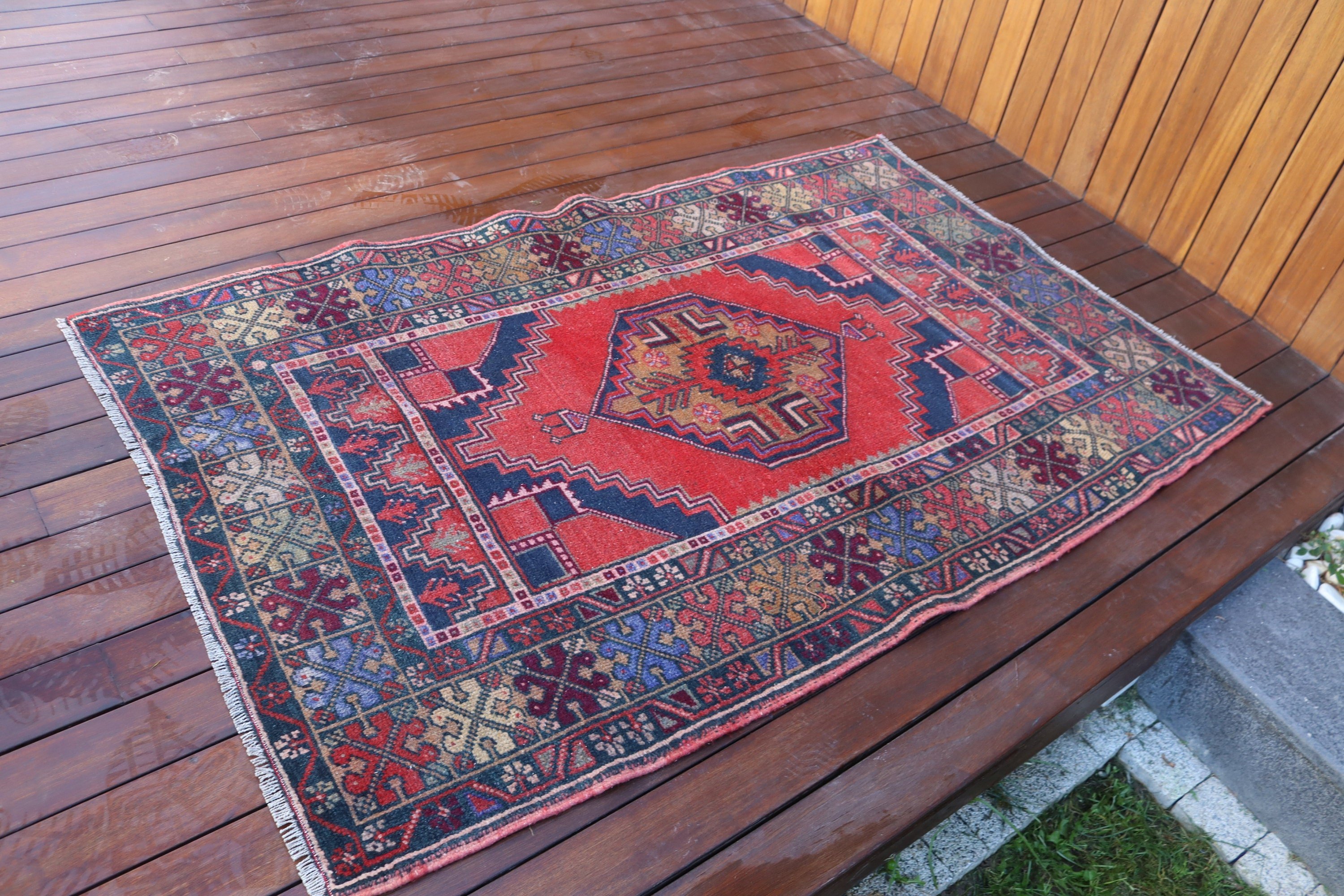 Vintage Vurgulu Halılar, Yatak Odası Halıları, Kırmızı Nötr Halı, Oushak Halısı, Vintage Halılar, 3,4x5,6 ft Accent Halıları, Türk Halısı, Boho Halıları