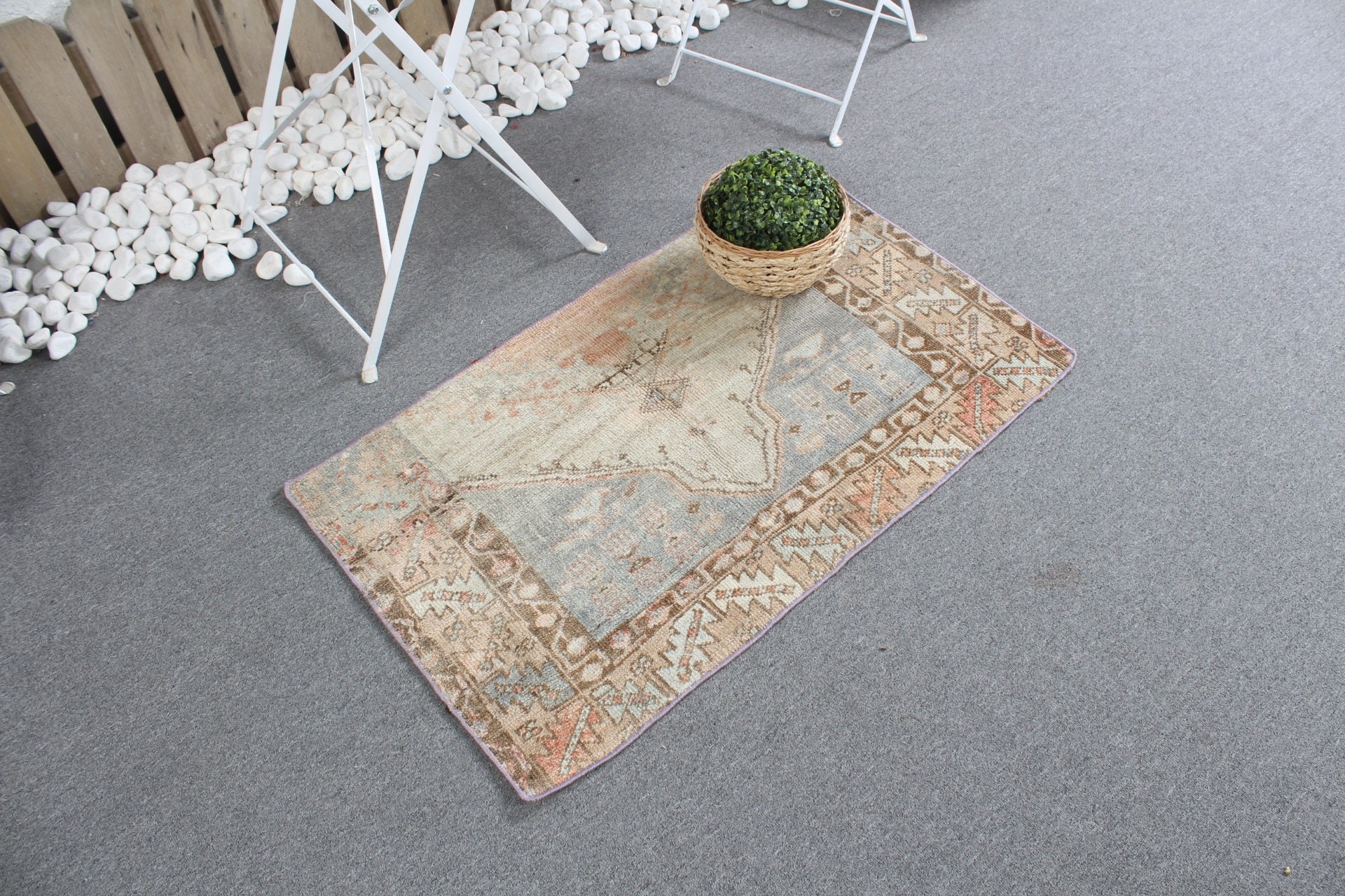 Turkish Rug, Wool Rug, Antique Rug, Rugs for Bath, Vintage Rugs, 2x3.4 ft Small Rugs, Bedroom Rugs, Nursery Rug, Beige Moroccan Rug