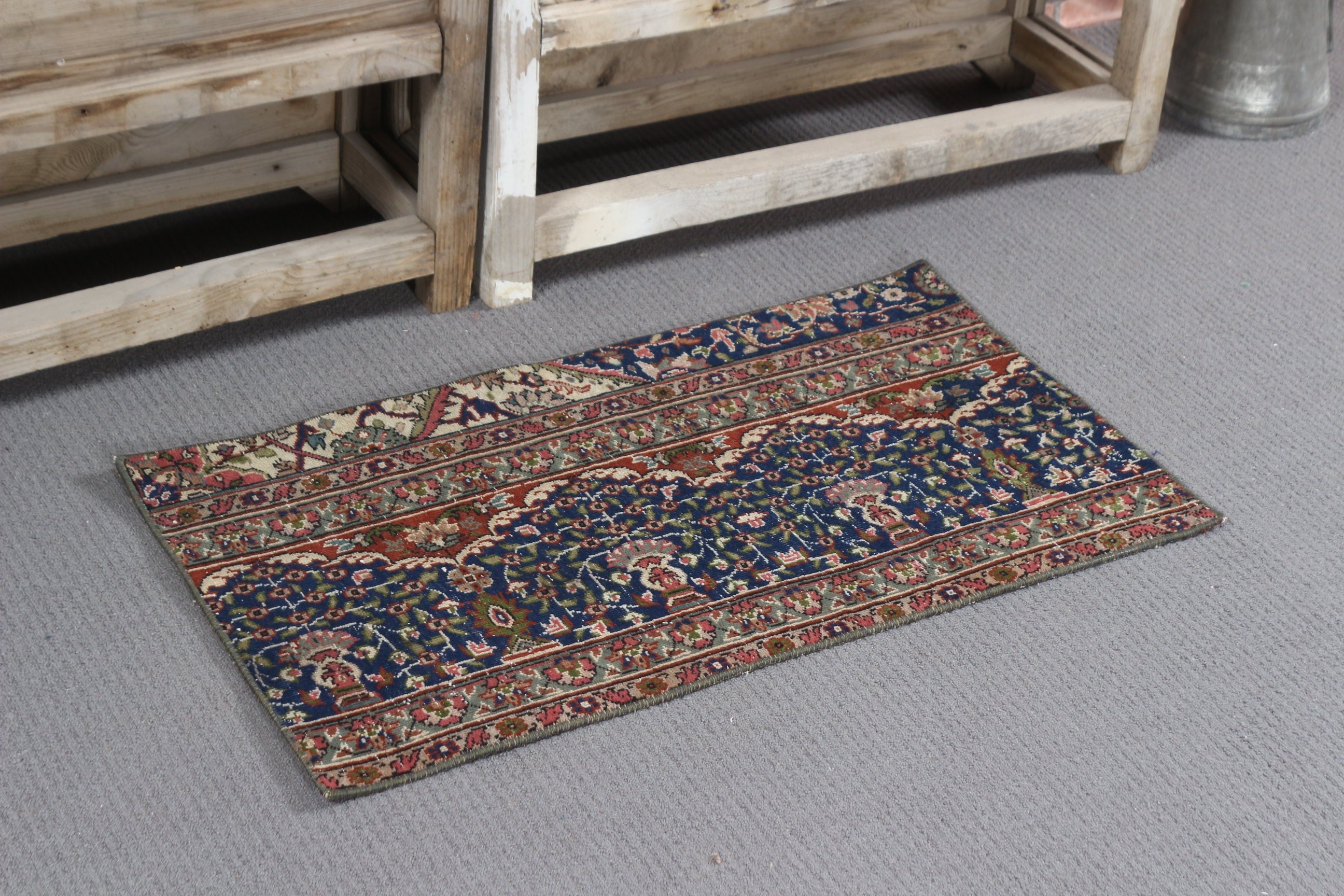 Blue Moroccan Rugs, Old Rugs, 1.5x2.8 ft Small Rugs, Turkish Rug, Vintage Rug, Door Mat Rug, Oriental Rugs, Wall Hanging Rug