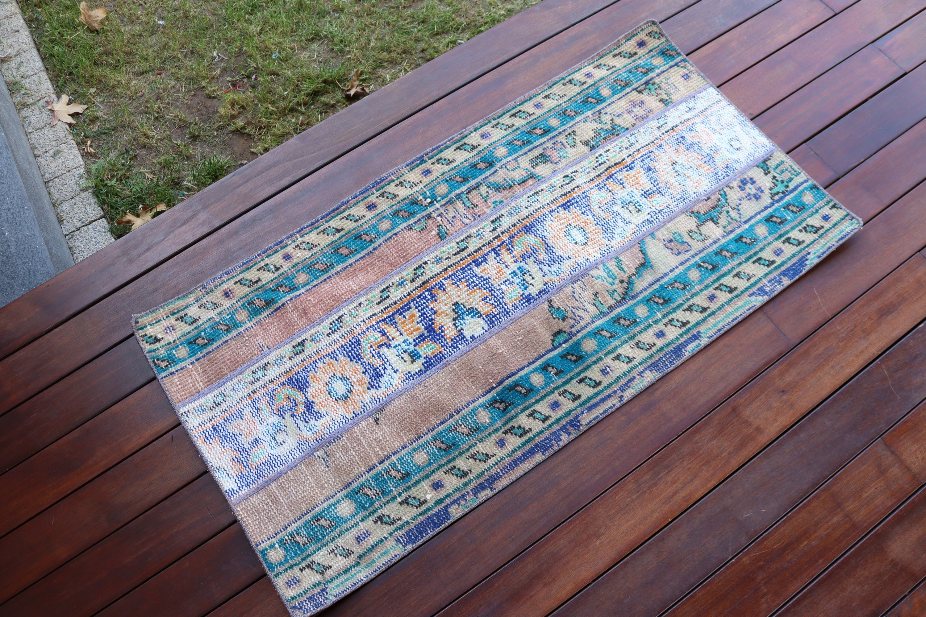 Yün Halı, Vintage Halılar, 1.9x3.7 ft Küçük Halılar, Yer Halısı, Yeşil Fas Halısı, Mutfak Halısı, Türk Halıları, Duvara Asılı Halı, Düz Dokuma Halılar