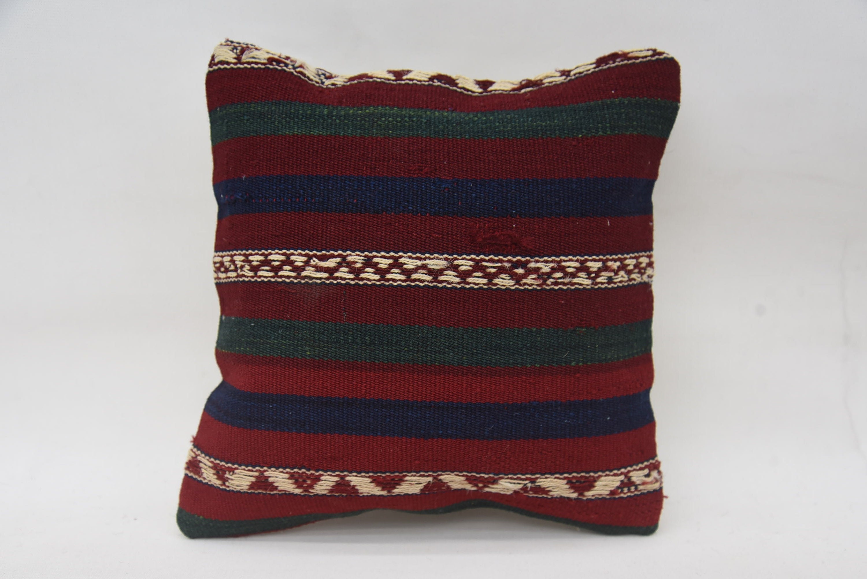 Turkish Kilim Pillow, Pillow for Couch, Turkish Pillow, 12"x12" Red Pillow, Luxury Cushion, Ethnic Throw Cushion Cover
