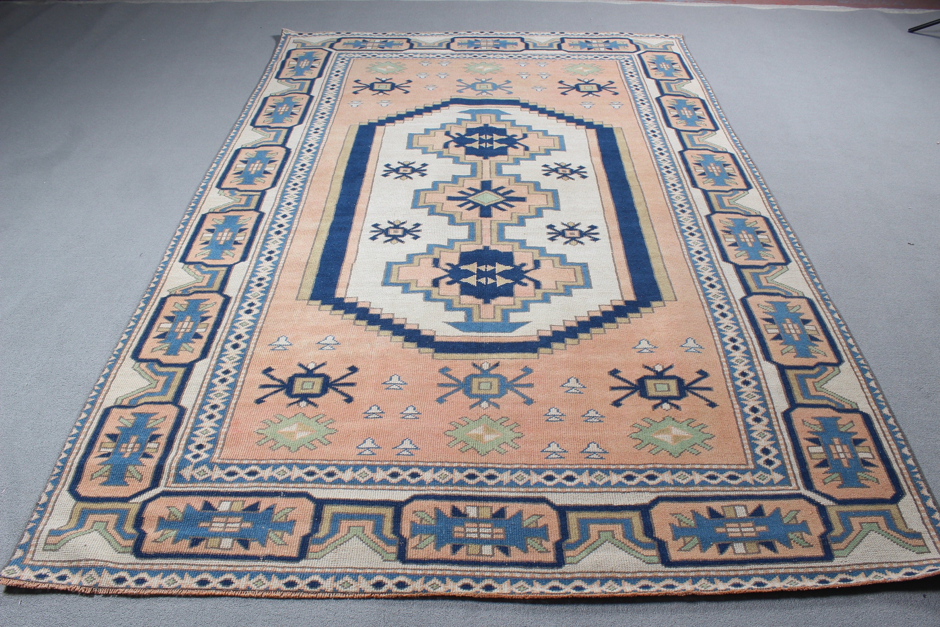 Anadolu Halısı, Türk Halıları, Turuncu Lüks Halılar, Vintage Halı, Büyük Boho Halıları, Büyük Boho Halıları, Yatak Odası Halısı, 6,3x9,6 ft Büyük Halı