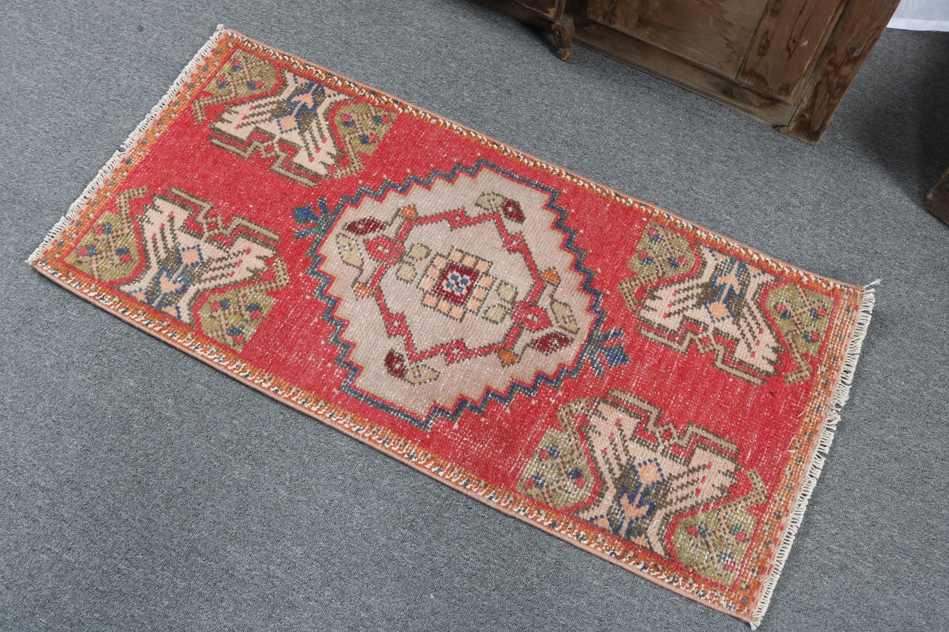 Red Anatolian Rugs, 1.6x3.4 ft Small Rugs, Turkish Rugs, Floor Rugs, Flatweave Rug, Wall Hanging Rug, Car Mat Rugs, Vintage Rug, Luxury Rug