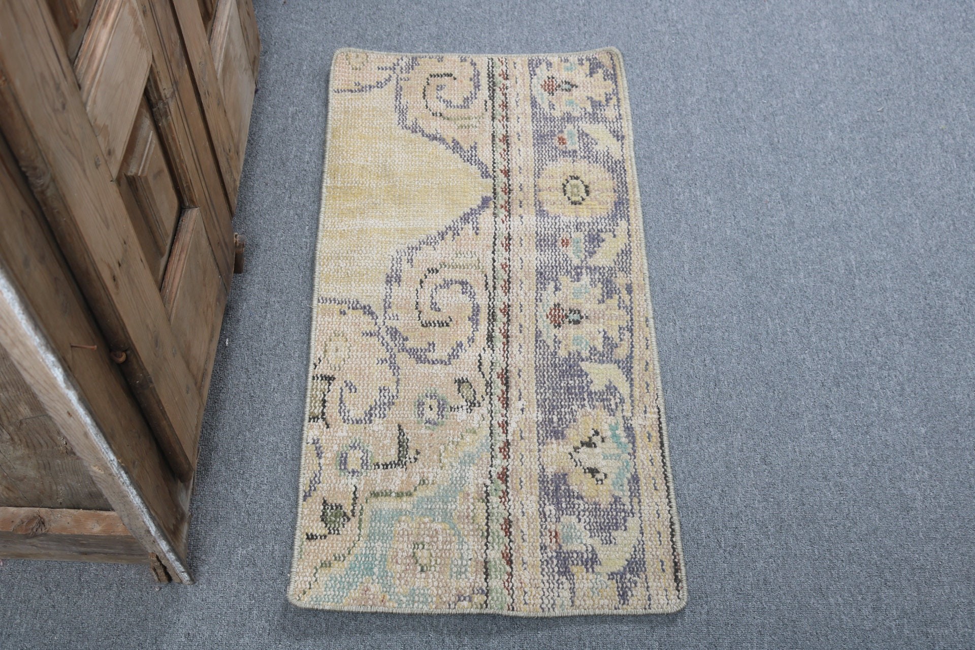 1.5x3 ft Küçük Halı, Mavi Geometrik Halılar, Türk Halısı, Mutfak Halıları, Yer Halısı, Vintage Halılar, Bildiri Halısı, Modern Halı, Duvara Asılı Halı