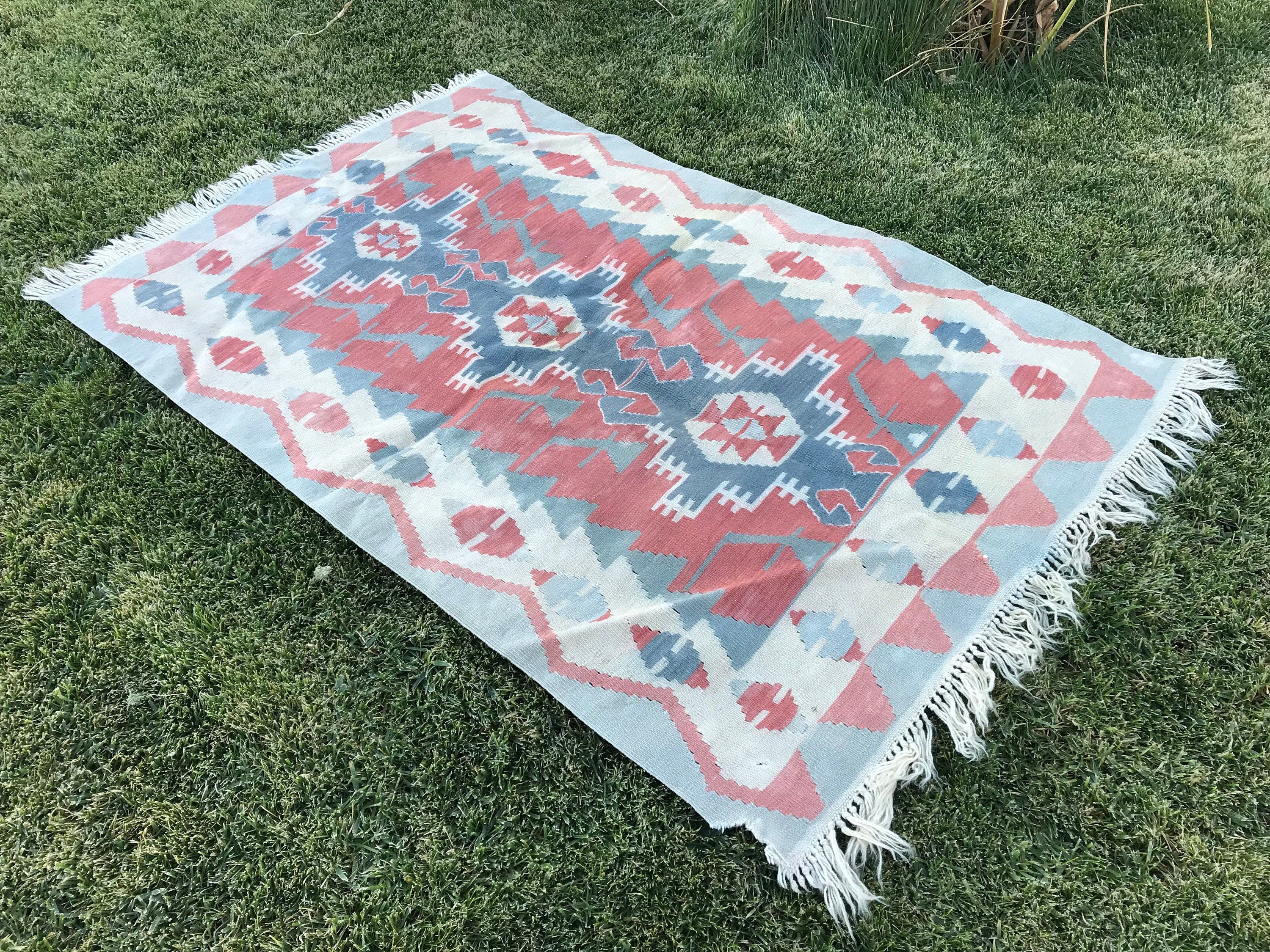 Kilim, Red Antique Rugs, Turkish Rugs, 3.7x5.6 ft Accent Rug, Vintage Rug, Moroccan Rug, Kitchen Rugs, Old Rug, Entry Rug, Nursery Rug