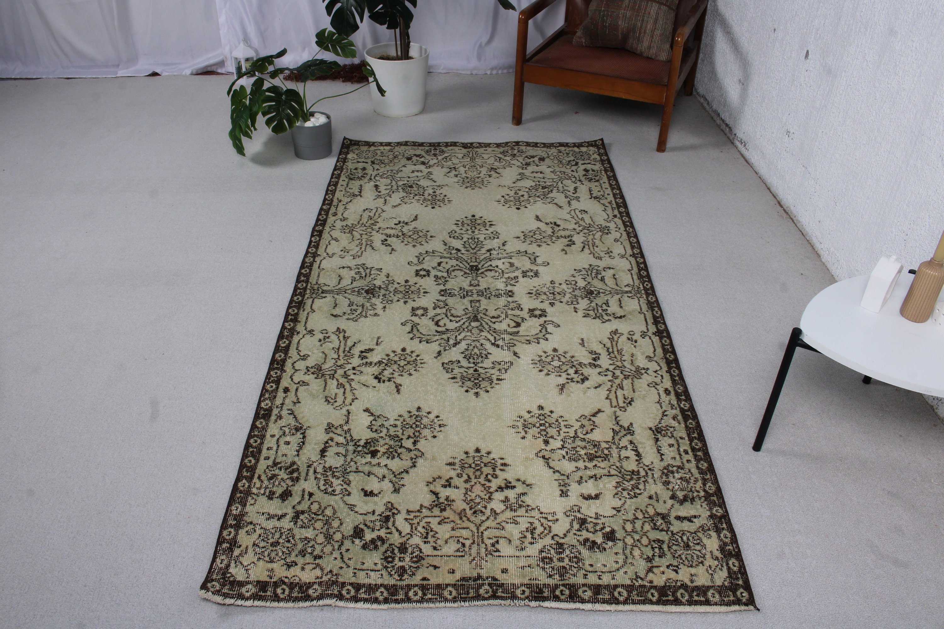 Boho Alanı Halıları, Vintage Halılar, Bej Yün Halı, İç Mekan Halıları, Ev Dekorasyonu Halısı, Yatak Odası Halısı, Türk Halısı, 3,6x7 ft Alan Halısı, Çocuk Halısı