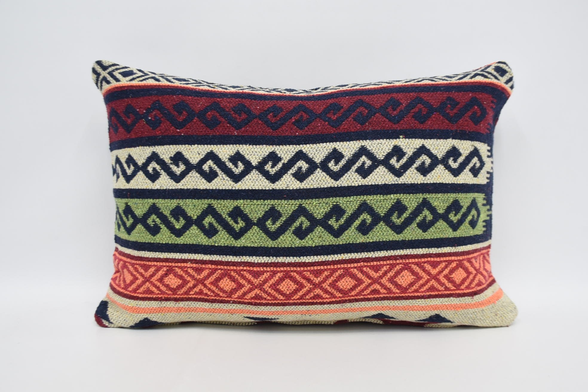16"x24" Red Cushion Cover, Throw Kilim Pillow, Kilim Cushion Sham, Vintage Kilim Pillow, Office Chair Pillow Cover