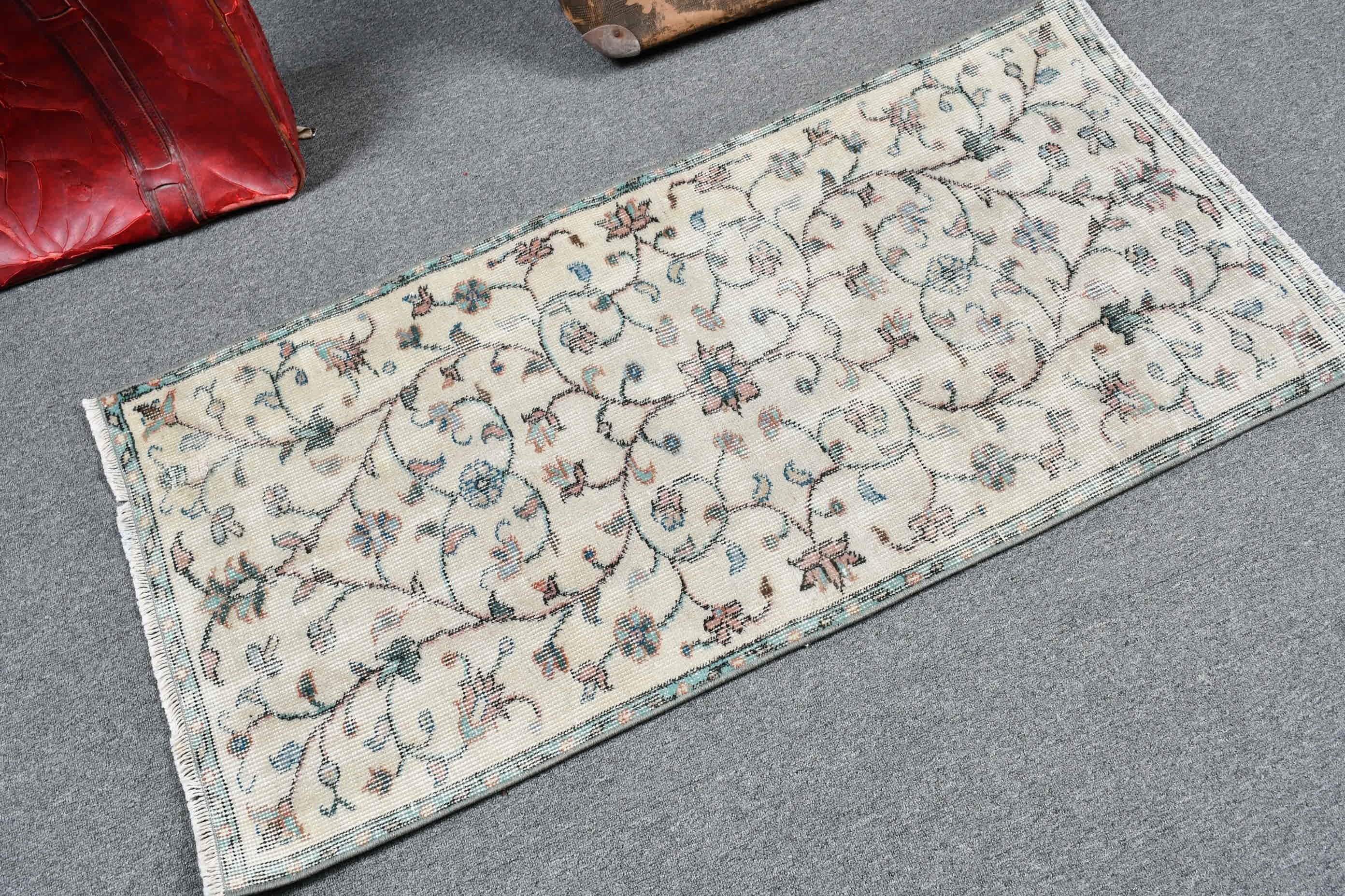 Entry Rug, Vintage Rugs, Beige Floor Rug, Bedroom Rug, Oriental Rug, 2.1x4.3 ft Small Rug, Vintage Decor Rugs, Turkish Rug