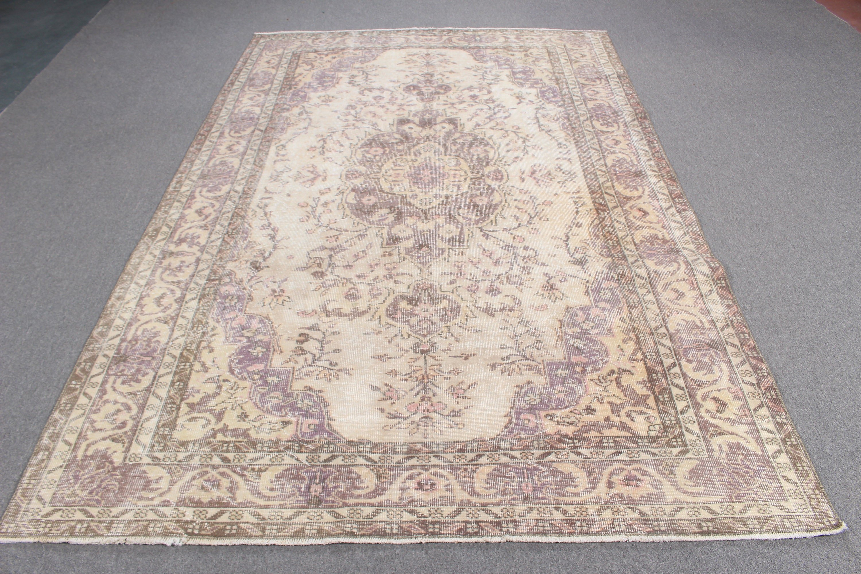 El Dokuma Halı, Yatak Odası Halısı, Büyük Oushak Halısı, Ev Dekorasyonu Halıları, 5.7x9 ft Büyük Halı, Türk Halısı, Vintage Halı, Bej Boho Halısı, Mutfak Halısı