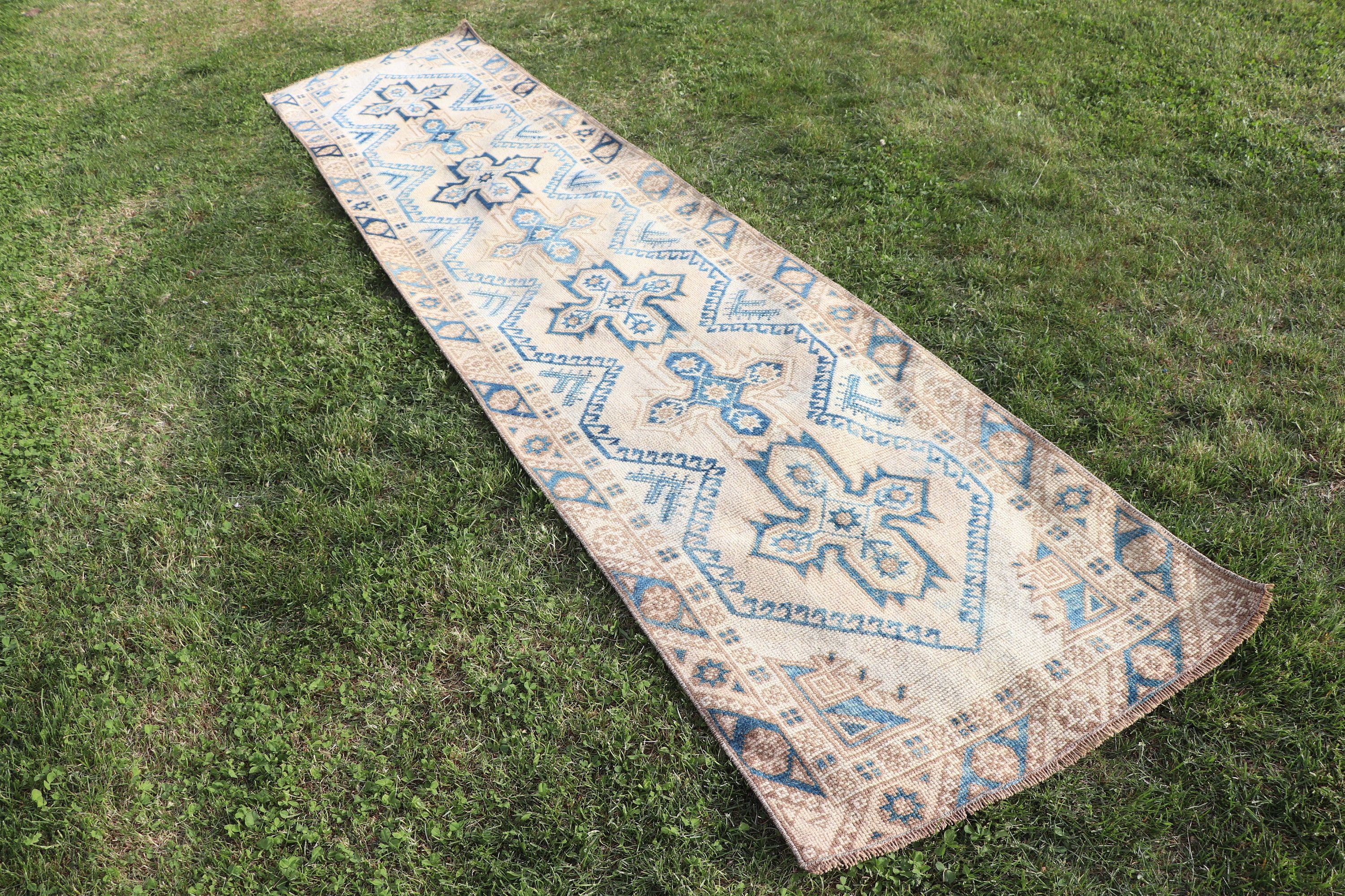 Long Runner Rugs, Outdoor Rug, Stair Rug, Vintage Rugs, Boho Rugs, 2.2x9.7 ft Runner Rug, Oushak Rugs, Beige Cool Rugs, Turkish Rug