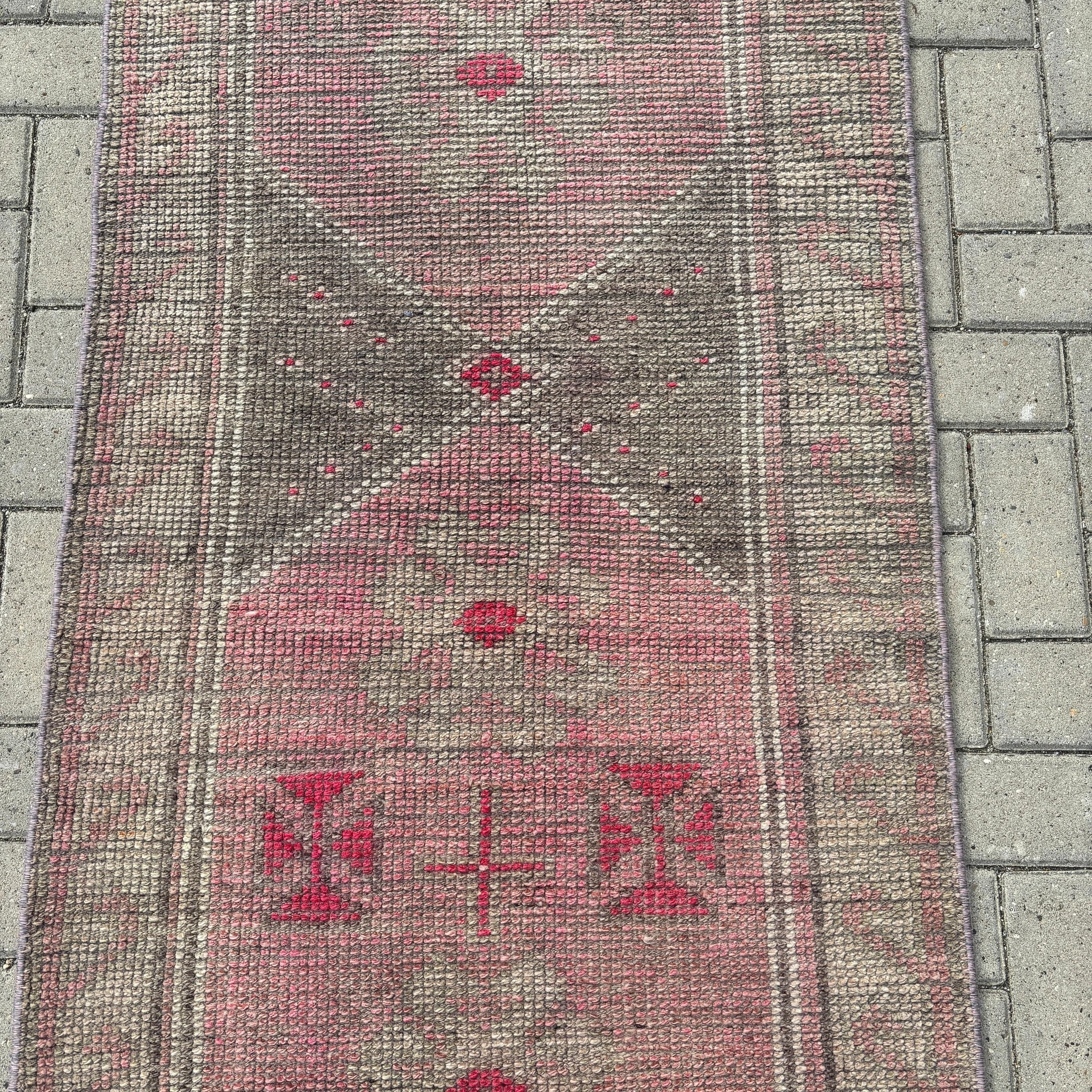 Vintage Halı, 2.7x10.1 ft Runner Halıları, Koridor Halısı, Geometrik Halı, Havalı Halı, Türk Halıları, Yeşil Modern Halılar, Beni Ourain Runner için Halılar