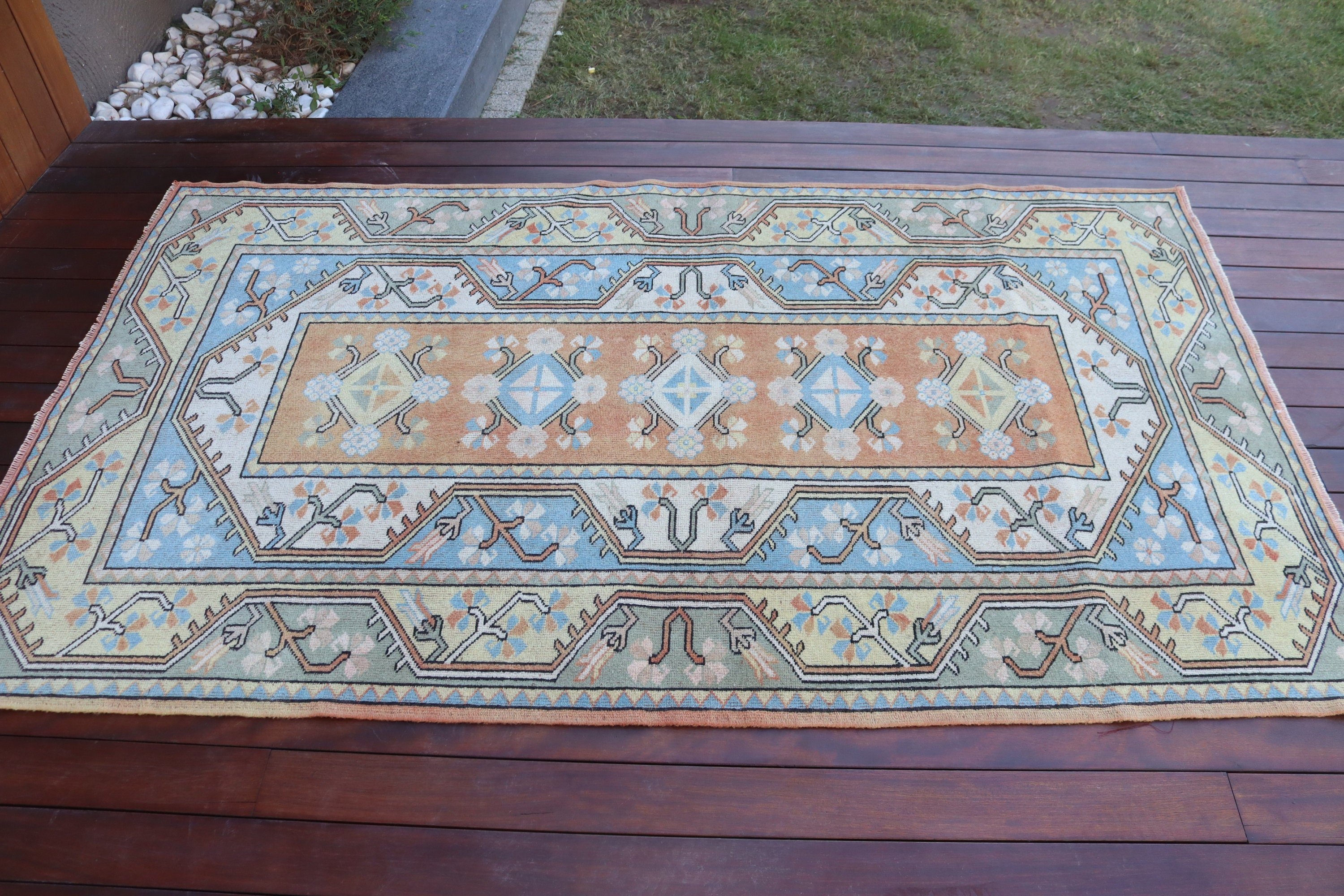 Vintage Halı, Yer Halısı, Oturma Odası Halıları, Nötr Halı, 3,9x6,7 ft Alan Halıları, Türk Halıları, Mutfak Halısı, Boho Halısı, Turuncu Oryantal Halılar