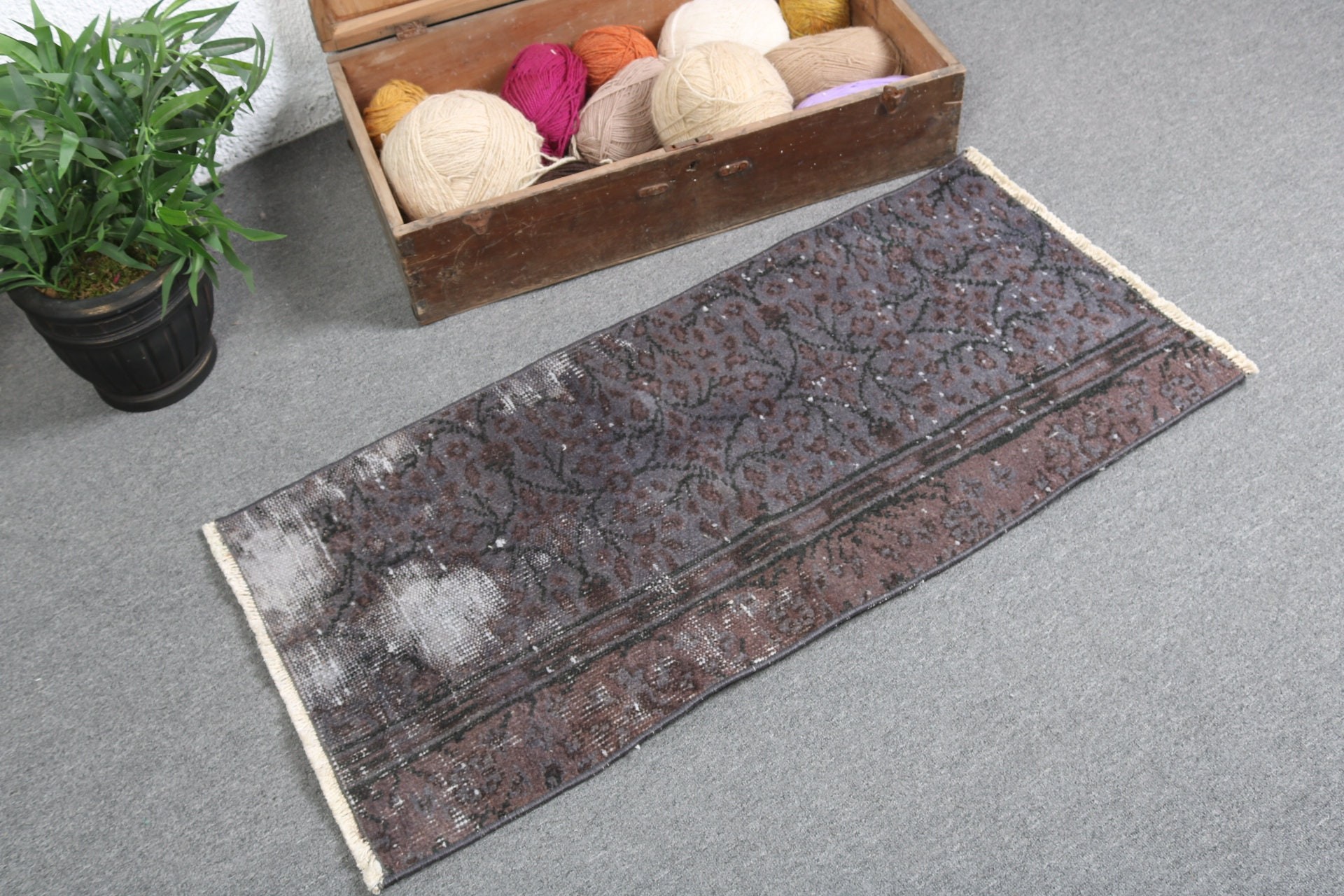 Door Mat Rug, Home Decor Rugs, Gray Cool Rugs, Turkish Rug, Oriental Rug, Boho Rugs, 1.6x3.5 ft Small Rugs, Vintage Rugs, Wall Hanging Rug