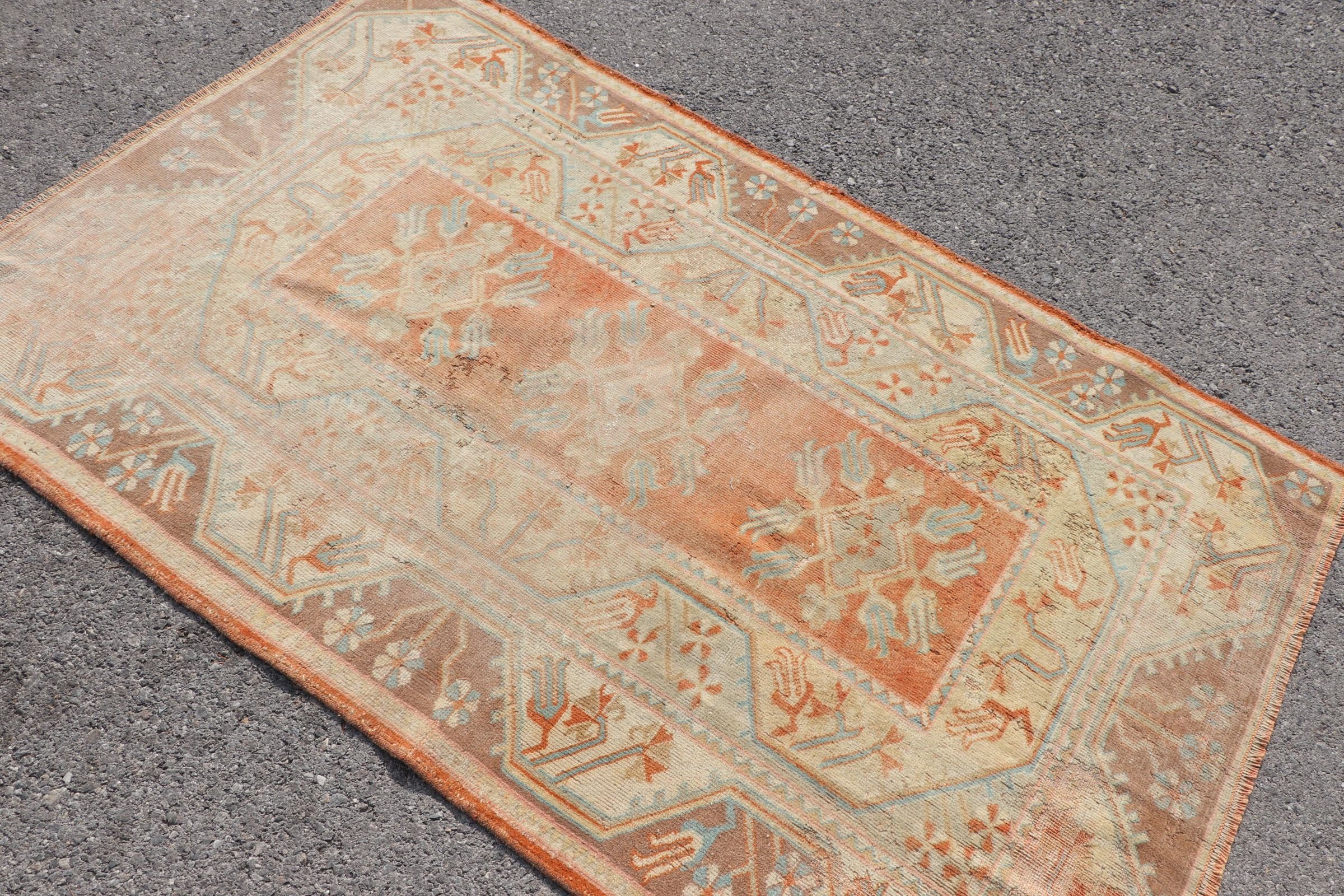 Orange Antique Rug, Anatolian Rug, Entry Rug, Floor Rugs, Turkish Rug, Kitchen Rugs, Vintage Rug, Rugs for Bedroom, 3.8x6 ft Accent Rugs