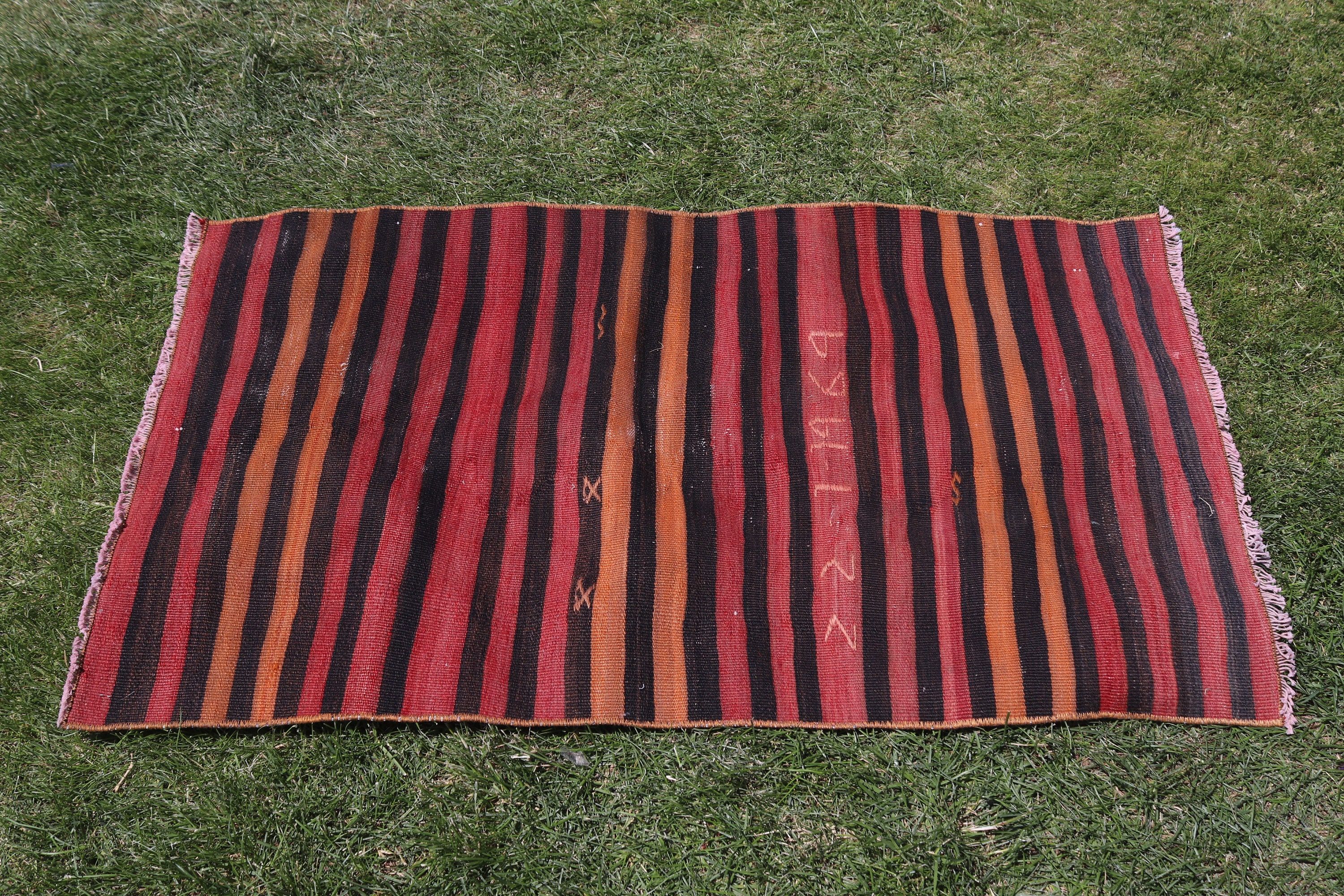 Yer Halısı, Kilim, Kırmızı Nötr Halı, Mutfak Halıları, Türk Halıları, Yatak Odası Halısı, 2.1x3.7 ft Küçük Halı, Vintage Halılar, Banyo Halıları, Modern Halı