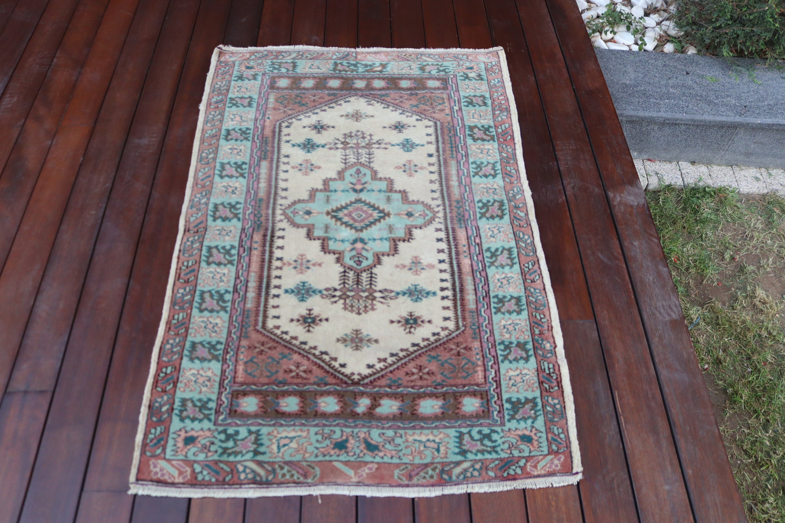 Kitchen Rug, Bedroom Rug, Rugs for Entry, Vintage Rugs, Home Decor Rugs, Handmade Rugs, Turkish Rug, 2.5x3.8 ft Small Rugs, Beige Wool Rug