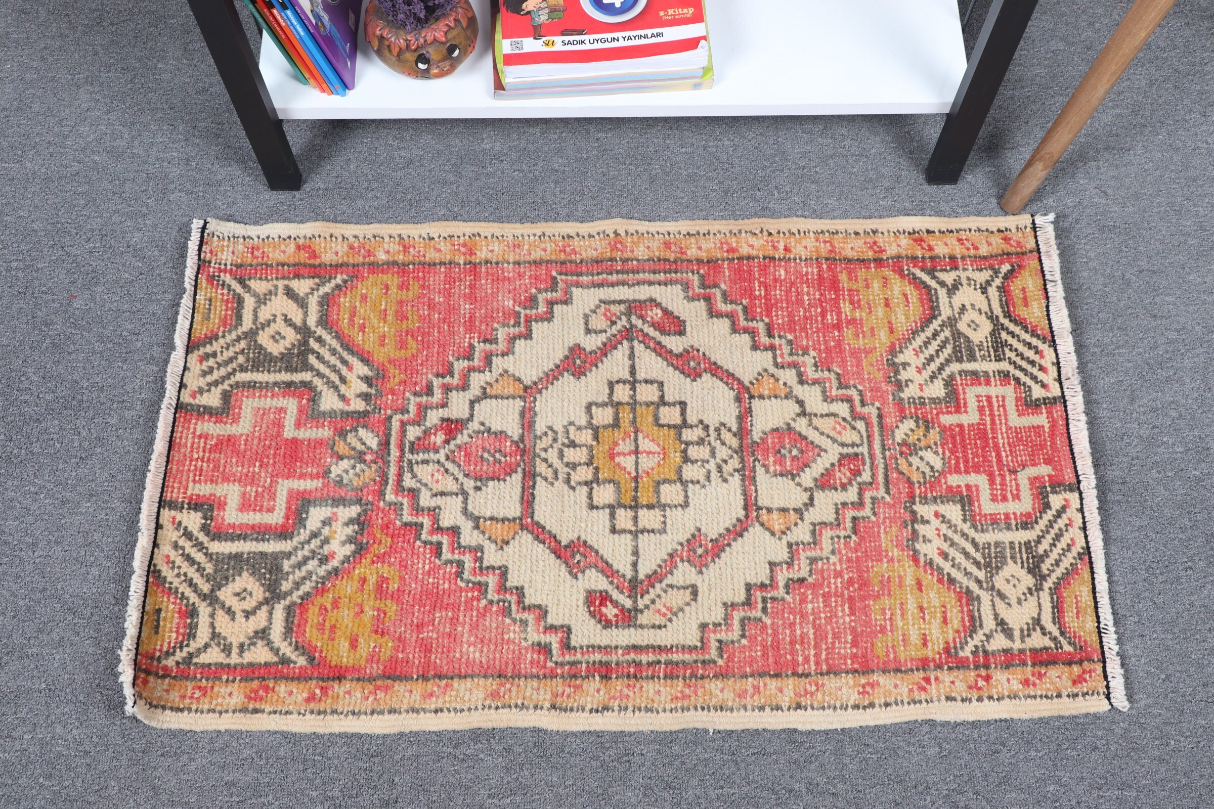 Red Oriental Rug, Turkish Rugs, Rugs for Bedroom, Nursery Rug, Wool Rugs, Vintage Rug, 1.7x2.8 ft Small Rug, Entryway Rug Rugs, Bedroom Rug