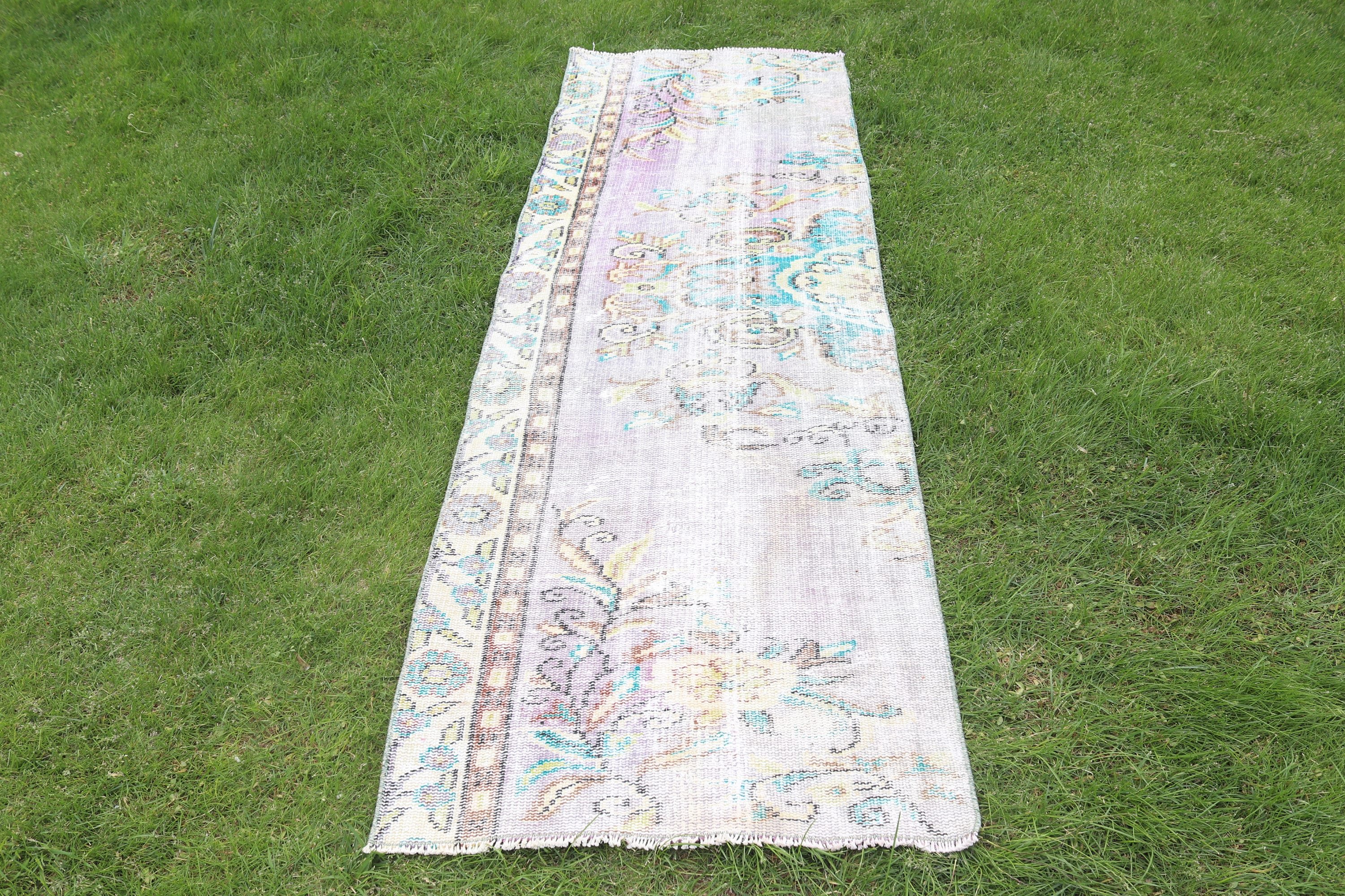 2.5x7.4 ft Runner Halı, Bej Fas Halıları, Modern Halılar, Türk Halısı, Vintage Halı, Koridor Halısı, Merdiven Halıları, Düz Dokuma Halı, Nötr Halı