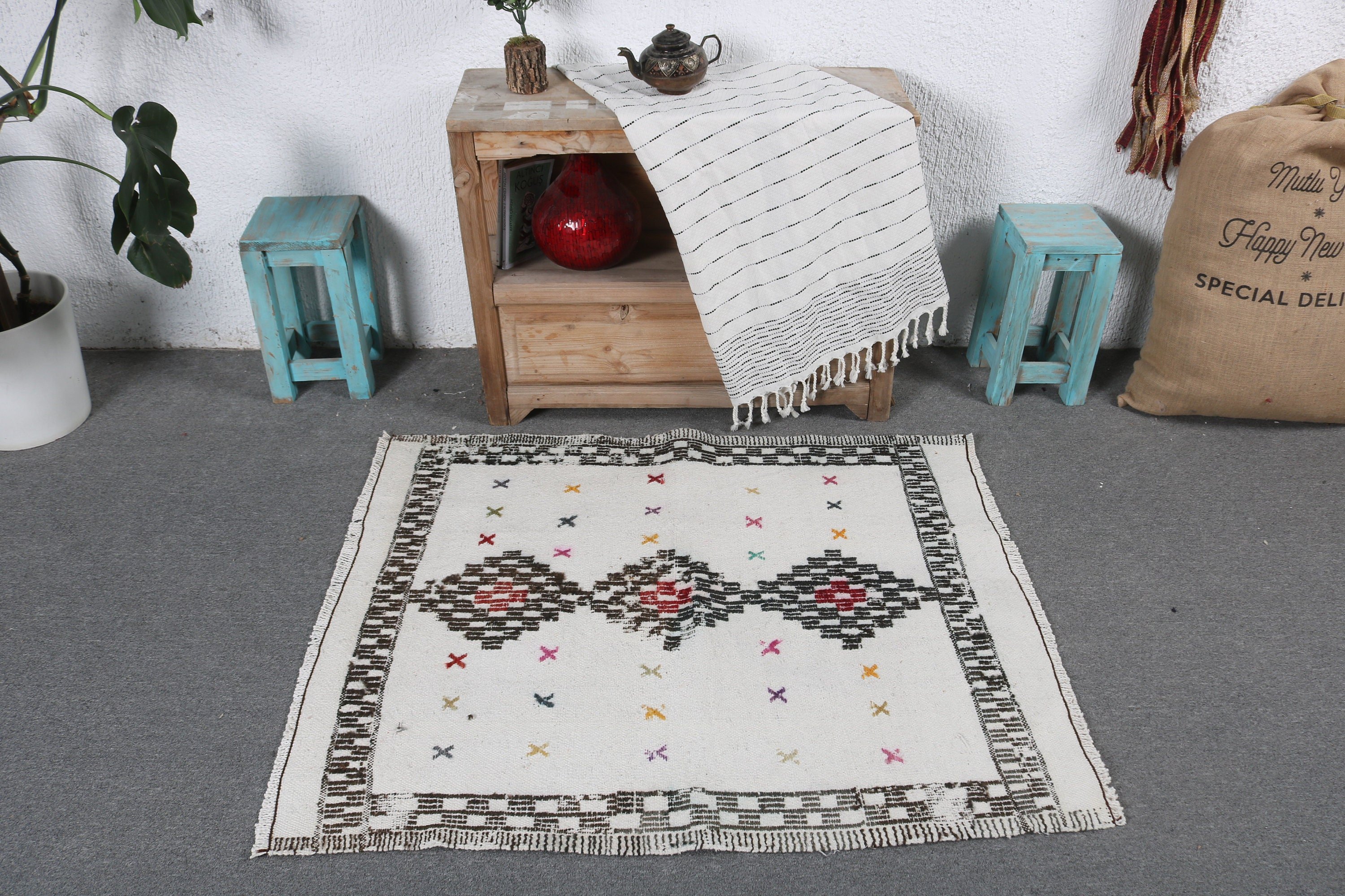 Nursery Rugs, Kilim, Vintage Rug, Home Decor Rug, 3.1x3.7 ft Small Rugs, Car Mat Rugs, Neutral Rug, Turkish Rugs, Beige Luxury Rugs