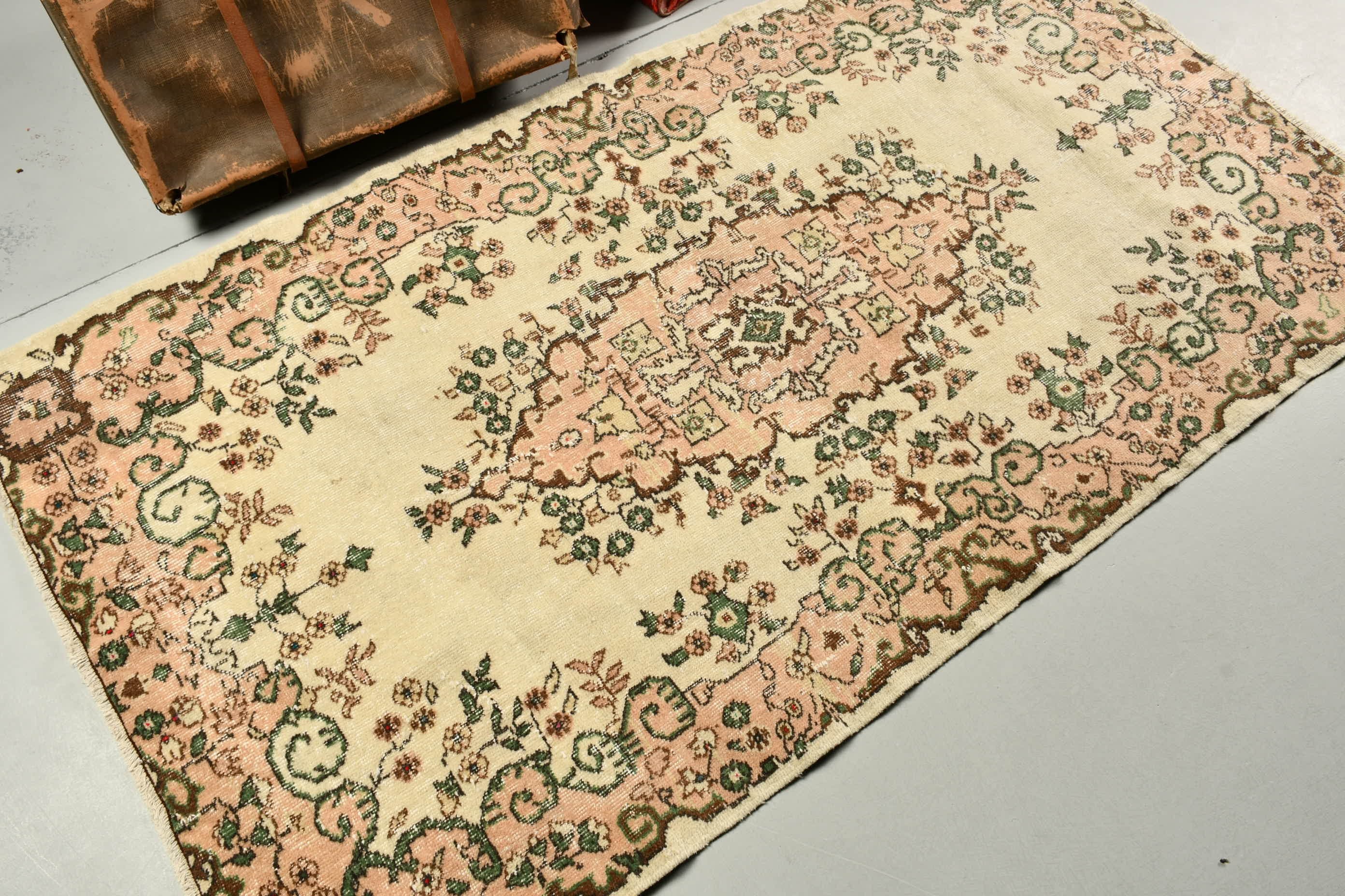 Rugs for Dining Room, Oushak Rug, Nursery Rugs, Indoor Rug, Wool Rug, Turkish Rug, Beige  3.6x7.2 ft Area Rugs, Vintage Rugs