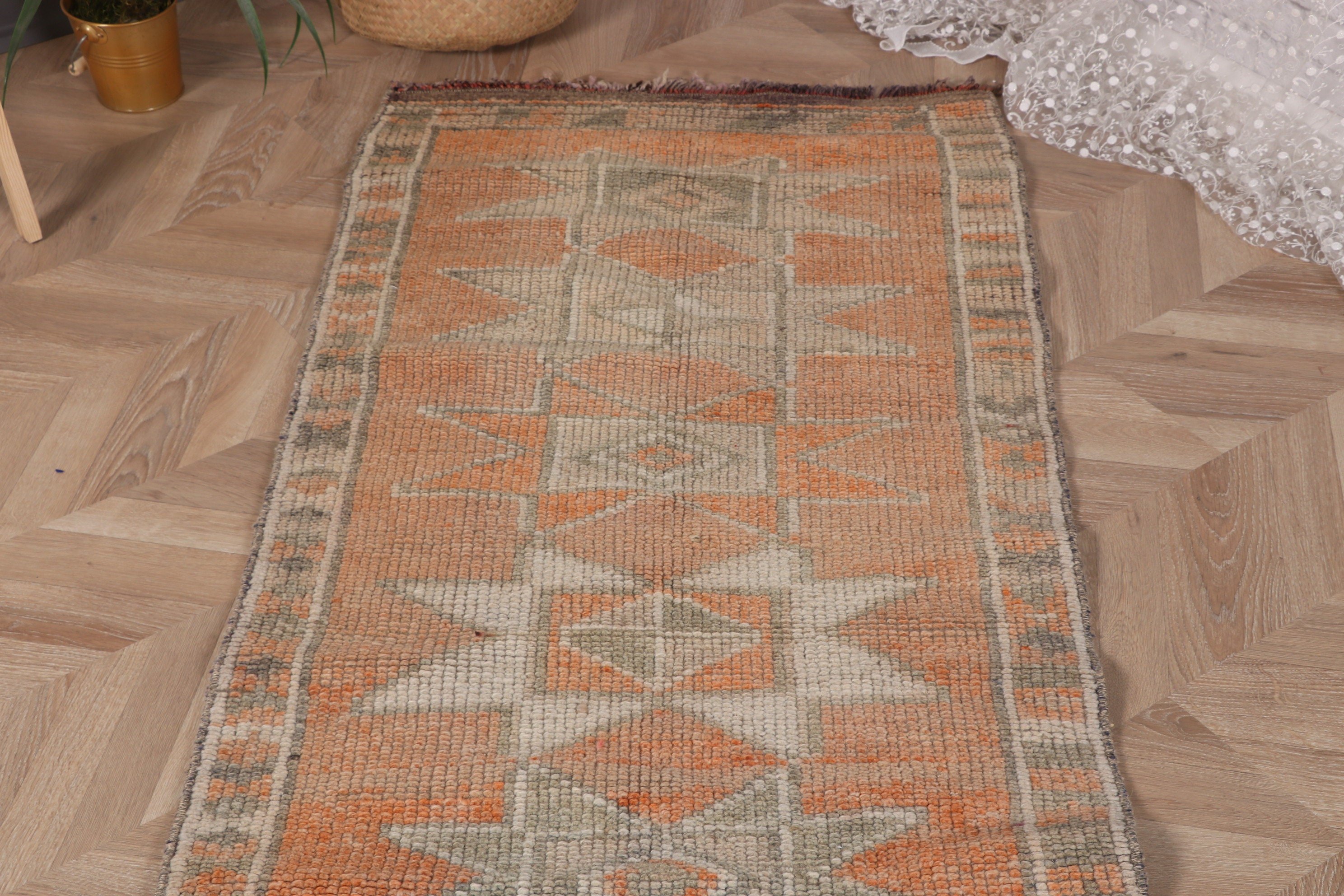 2.6x12.5 ft Runner Rugs, Vintage Rugs, Orange Floor Rug, Home Decor Rug, Stair Rugs, Corridor Rug, Turkish Rug, Decorative Rug, Floor Rug