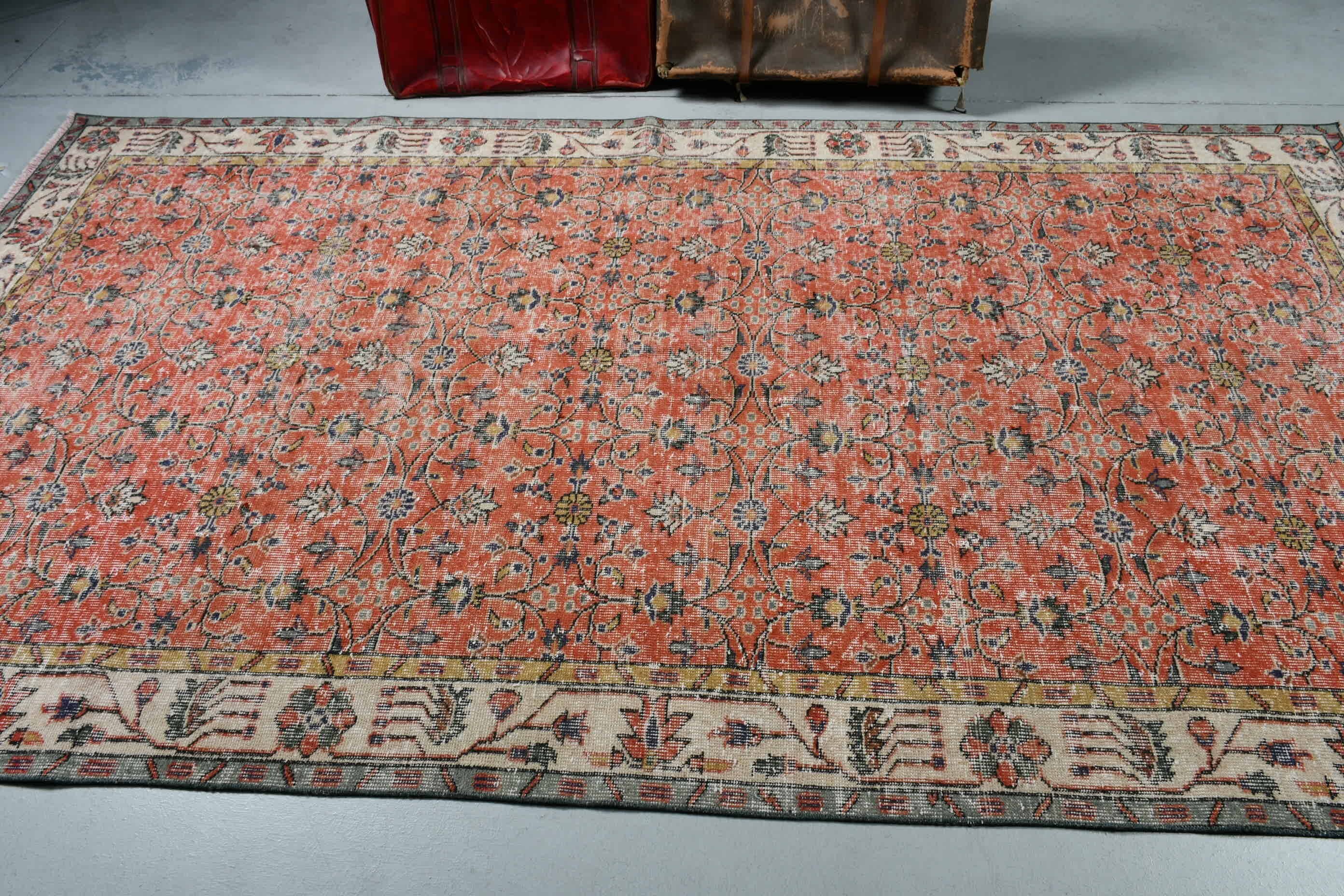 Home Decor Rug, Dining Room Rugs, Custom Rug, Vintage Rug, Turkish Rug, 5.2x9.5 ft Large Rug, Red Bedroom Rug, Antique Rug, Rugs for Salon