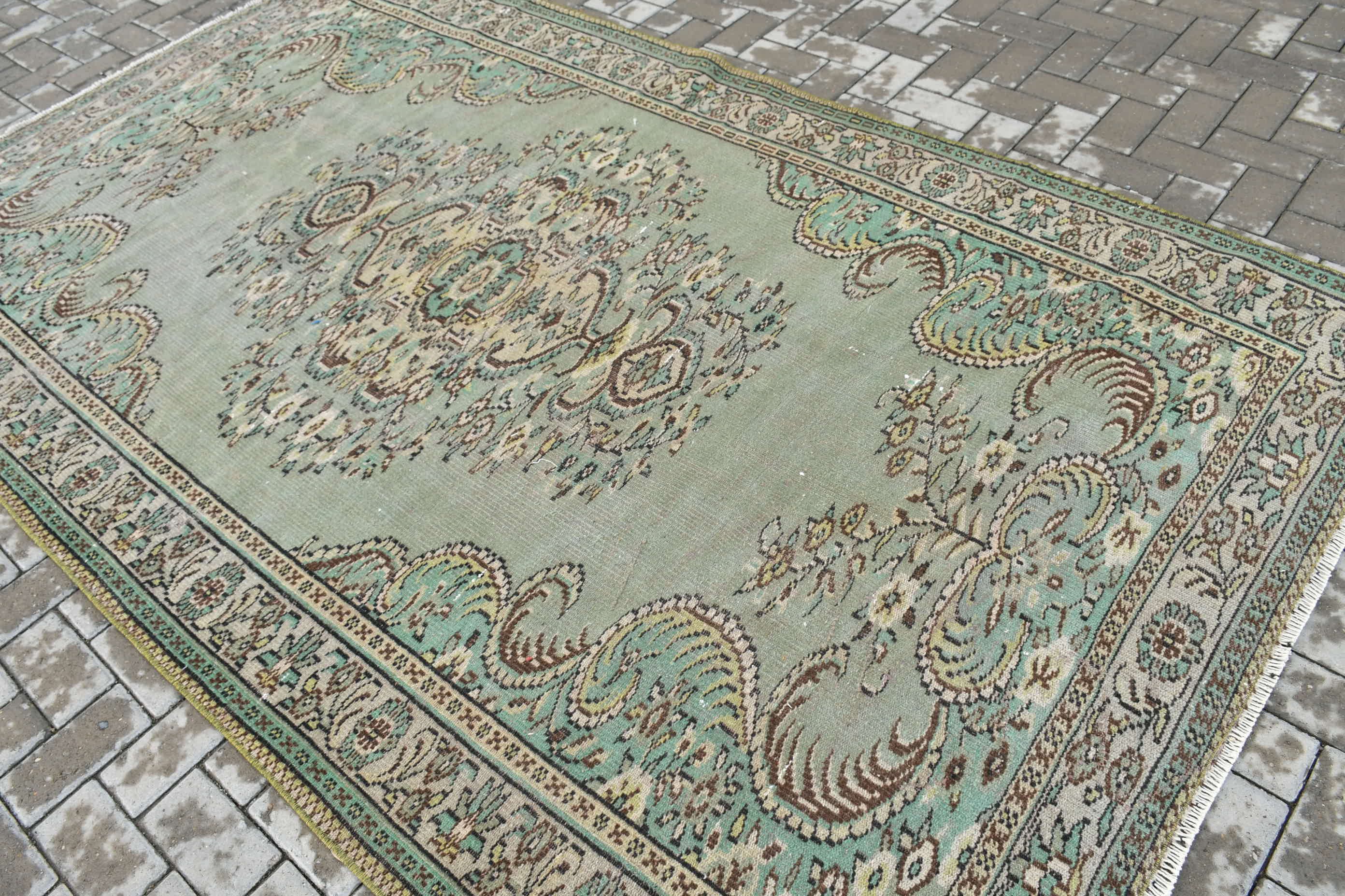 Turkish Rugs, Bedroom Rug, Green Moroccan Rug, Vintage Rug, Salon Rug, 5.8x9.5 ft Large Rug, Home Decor Rugs, Moroccan Rug, Dorm Rugs