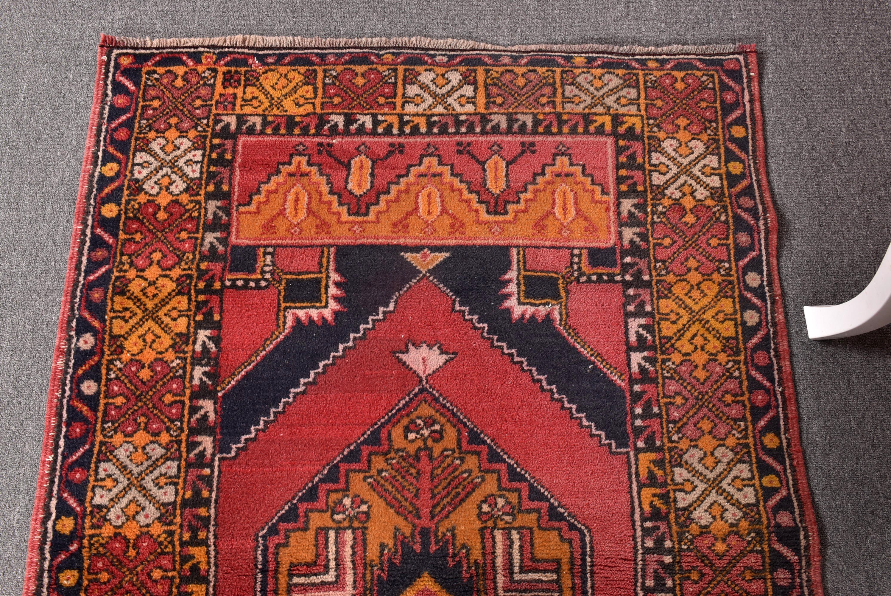 Oushak Halıları, Giriş Halıları, Kırmızı İfade Halıları, Türk Halısı, 3,2x5,3 ft Aksan Halısı, Vintage Halı, Vintage Vurgu Halısı, El Dokuma Halıları, Boho Halıları