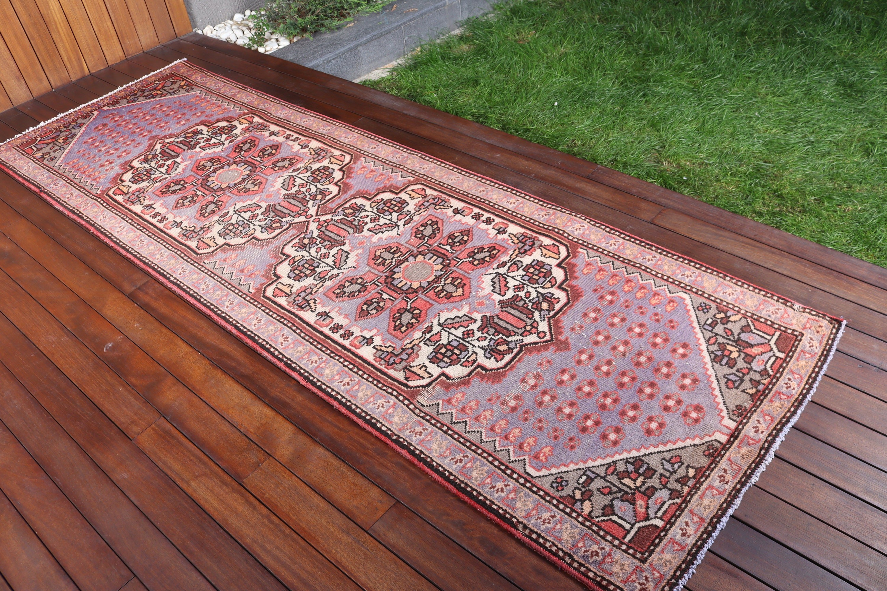 Koşucu Halıları, Mor Mutfak Halısı, Türk Halıları, 3,1x9,8 ft Koşucu Halısı, Uzun Yolluk Halıları, Yatak Odası Halıları, Vintage Halılar, Havalı Halı, Aztek Halısı