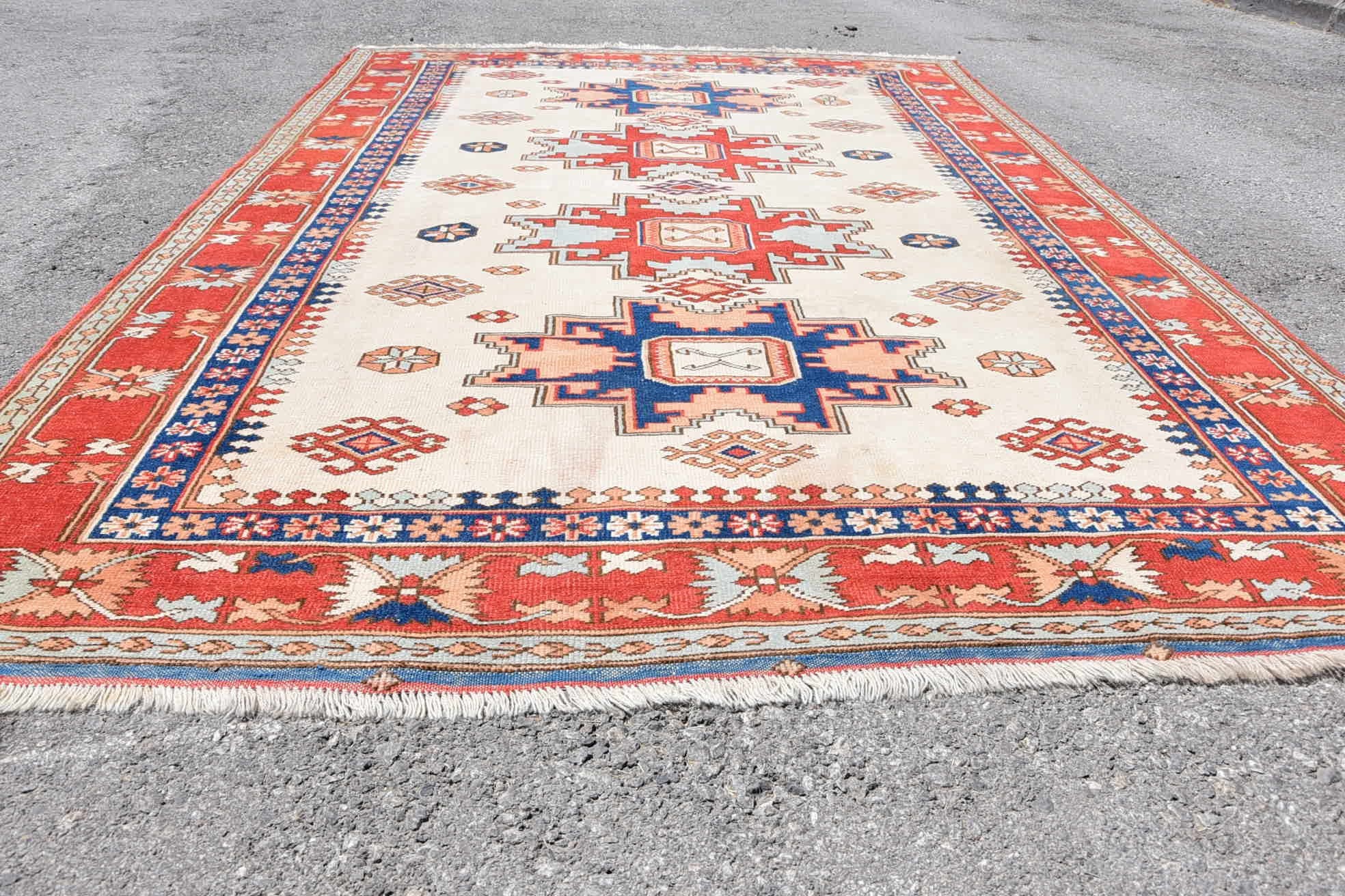 Yemek Odası Halısı, 6.3x9.4 ft Büyük Halı, Vintage Dekor Halısı, Türk Halısı, Salon Halıları, Salon Halısı, Vintage Halı, Yer Halısı, Havalı Halı, Sanat Halısı