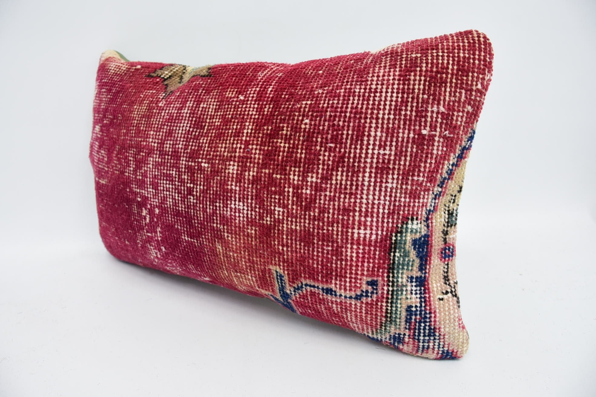 12"x20" Red Cushion, Kilim Pillow, Turkish Pillow, Home Decor Pillow, Couch Pillow Sham, Hippie Throw Pillow