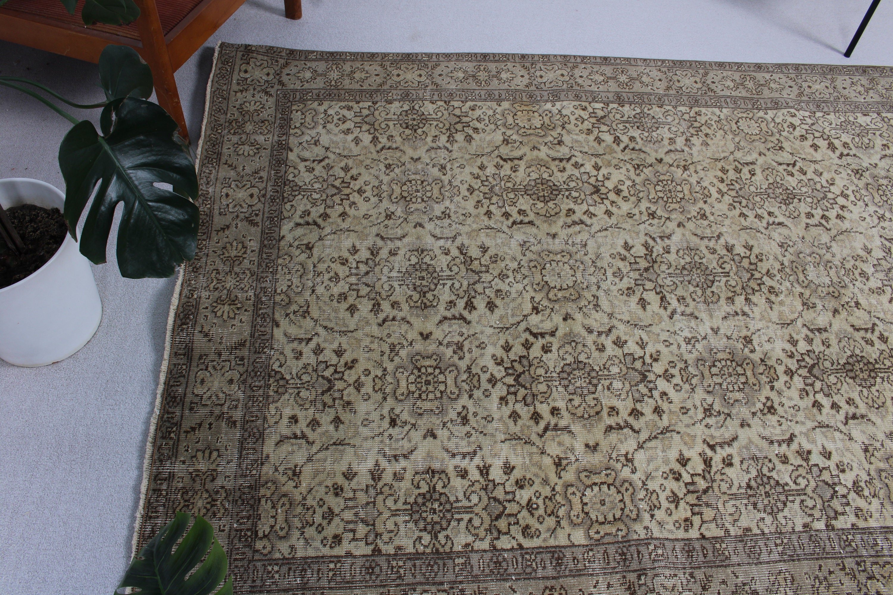 Yatak Odası Halısı, Bej Düz Dokuma Halı, Oturma Odası Halıları, Türk Halısı, Ev Dekor Halısı, 5.5x8.8 ft Büyük Halı, Vintage Halı, Oturma Odası Halısı