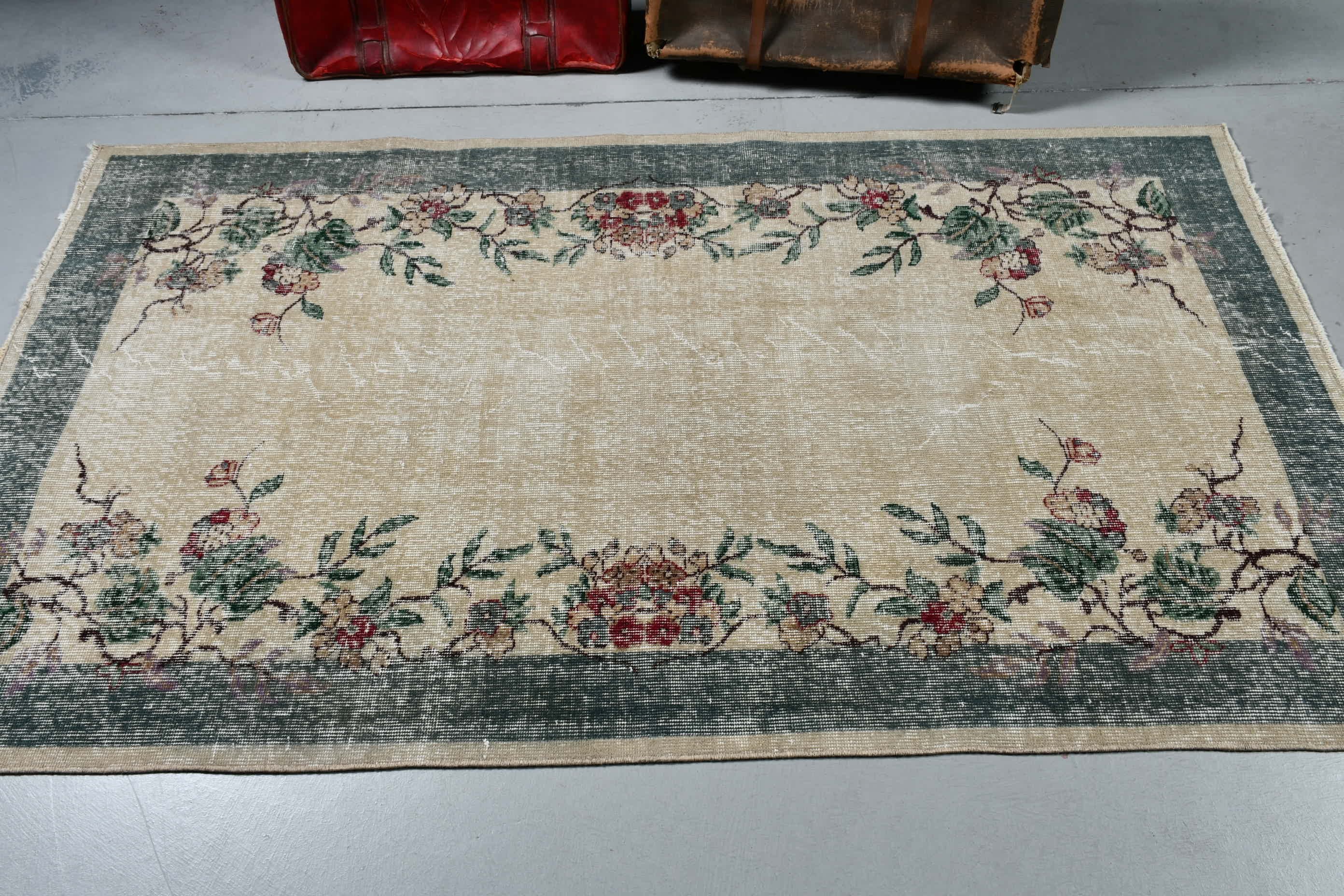 Turkish Rug, Living Room Rugs, Moroccan Rugs, Nursery Rug, Beige Kitchen Rugs, Vintage Rugs, Old Rug, 3.8x6.6 ft Area Rug