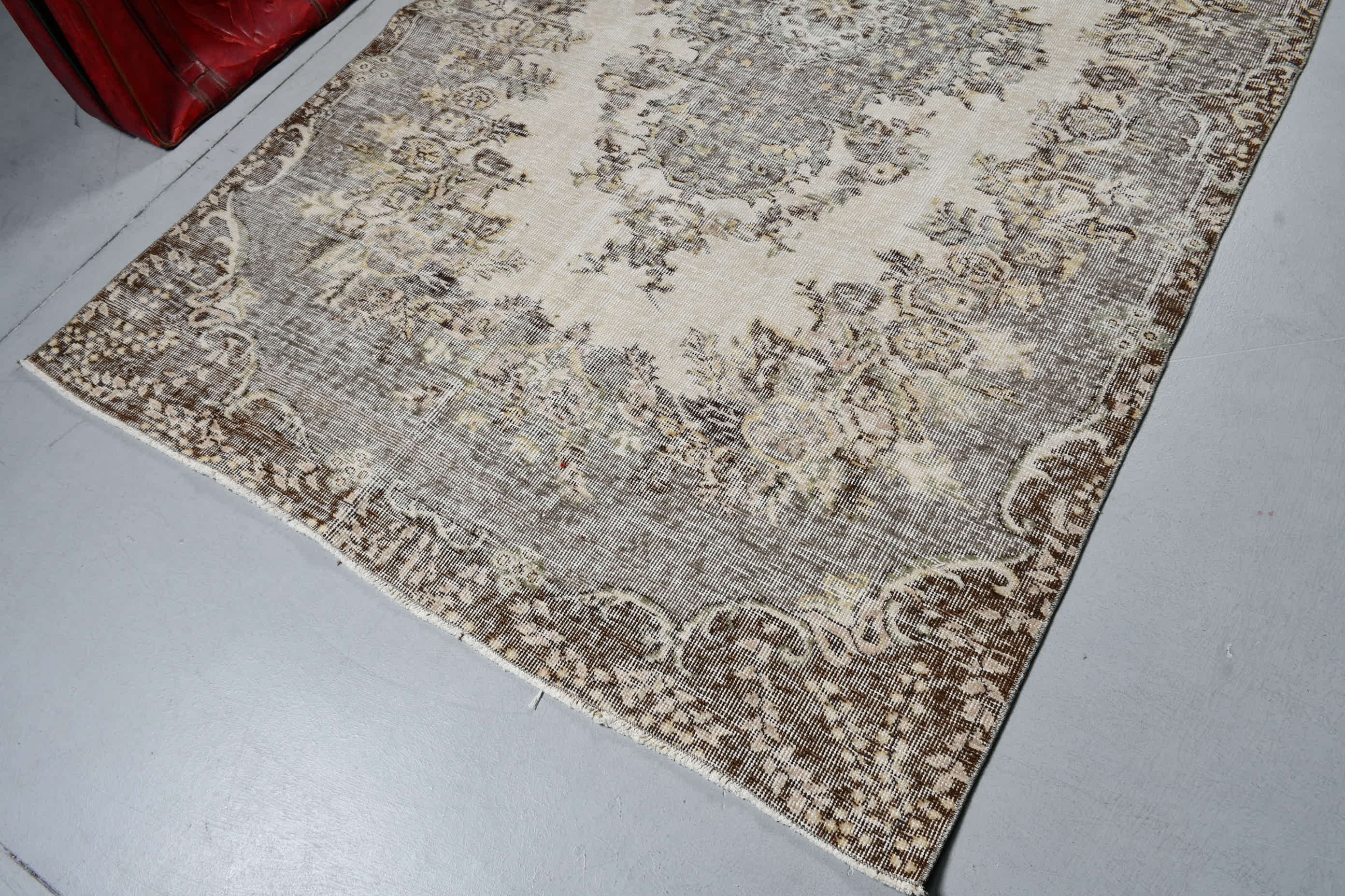 Oryantal Halı, Bej 5.2x8.4 ft Büyük Halı, Türk Halıları, Yer Halısı, Soluk Halı, Vintage Halı, Yemek Odası Halısı, Oturma Odası Halıları